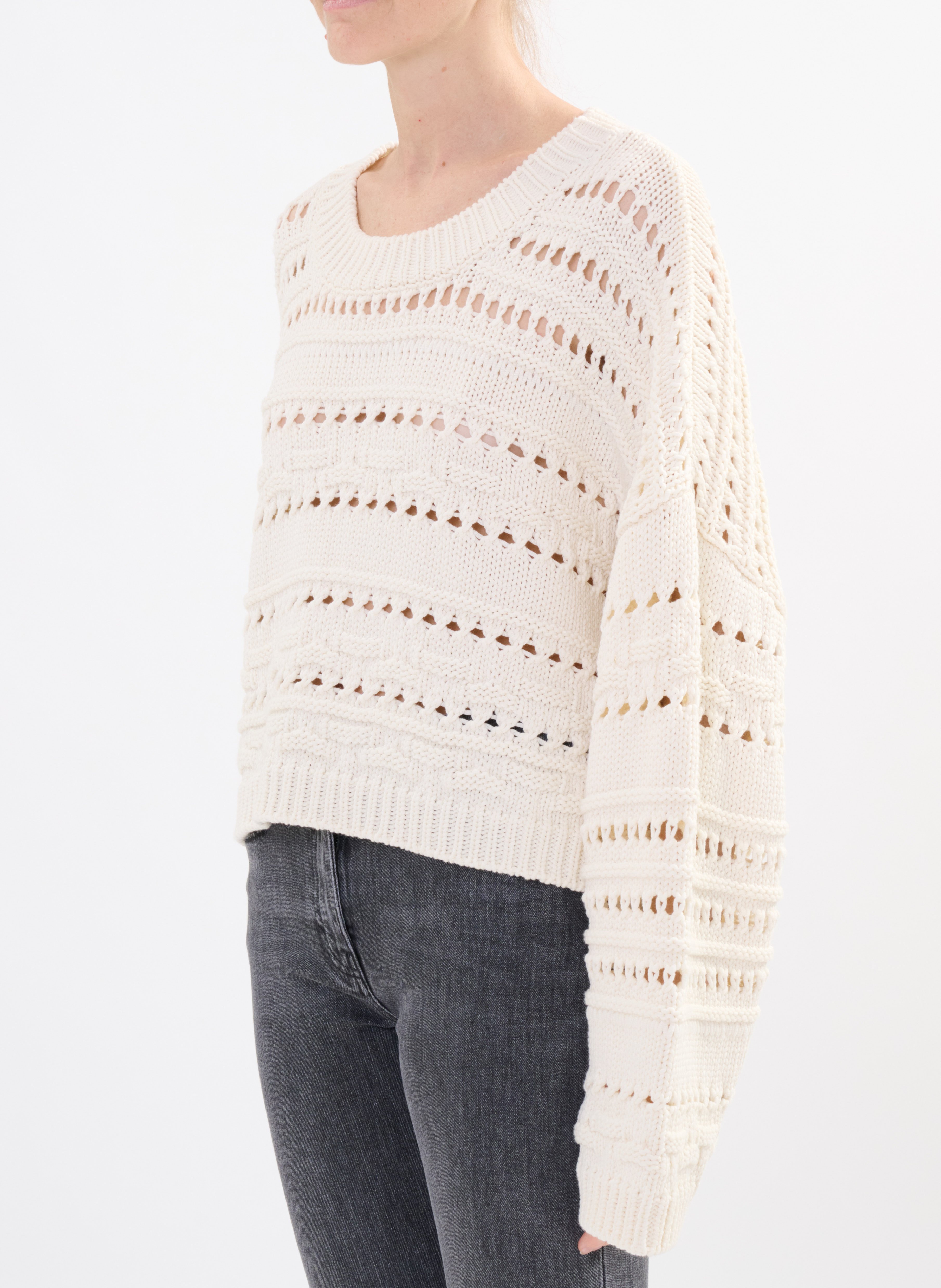 Ärmelloser Pullover mit Schnürung aus Baumwolle und Wolle Beige