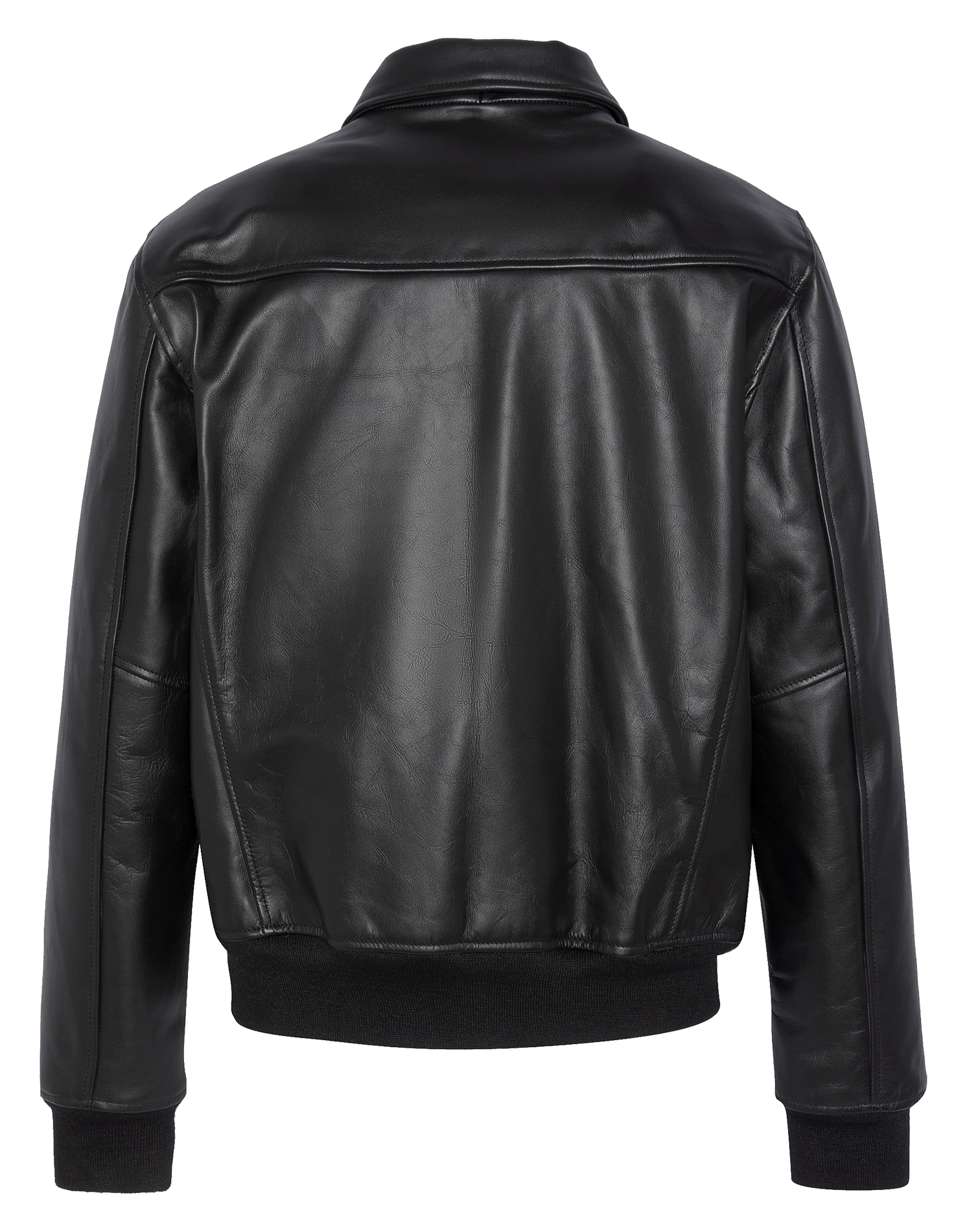 Veste col classique en cuir SCHOTT Noir