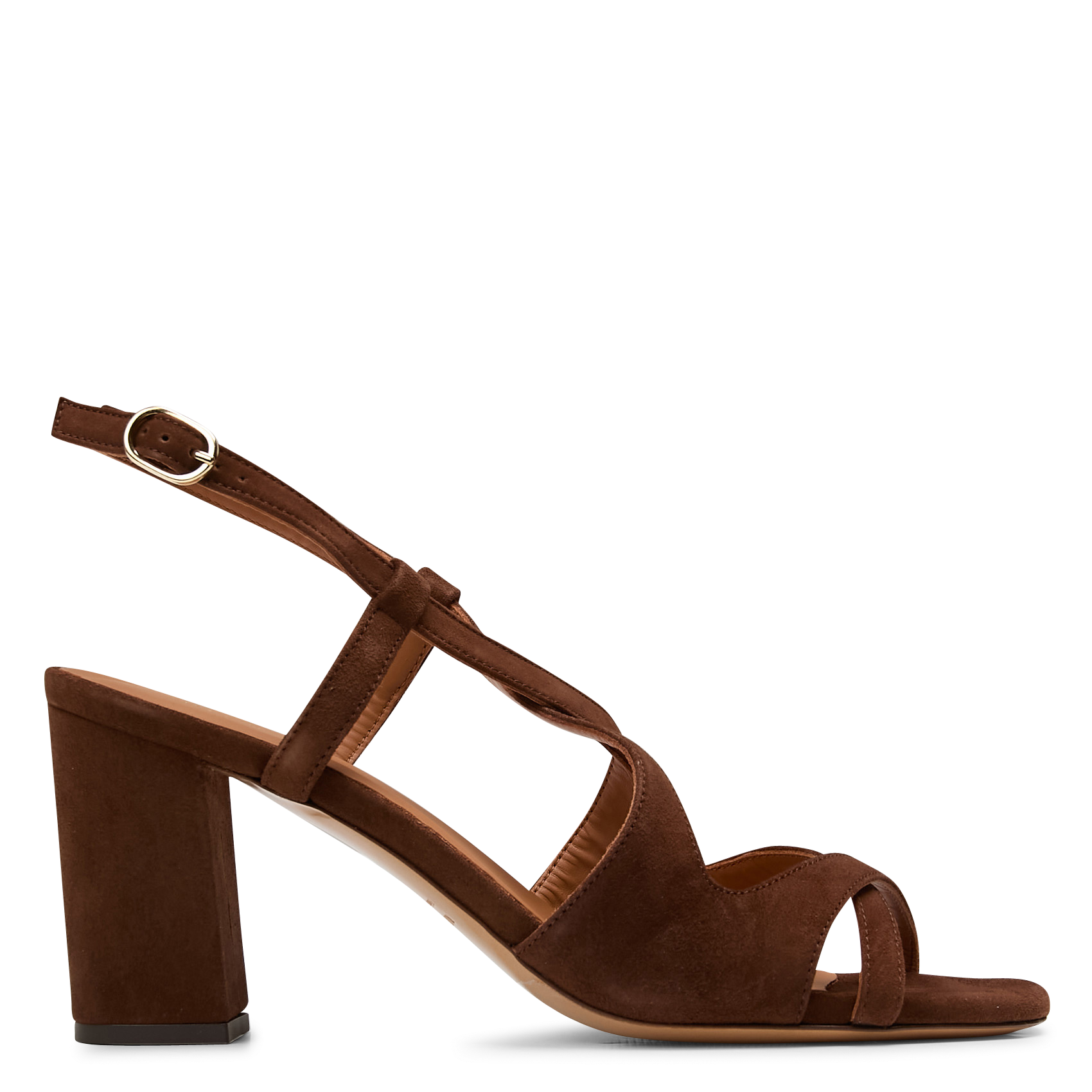 Sandales à talon en cuir velours RIVECOUR Marron