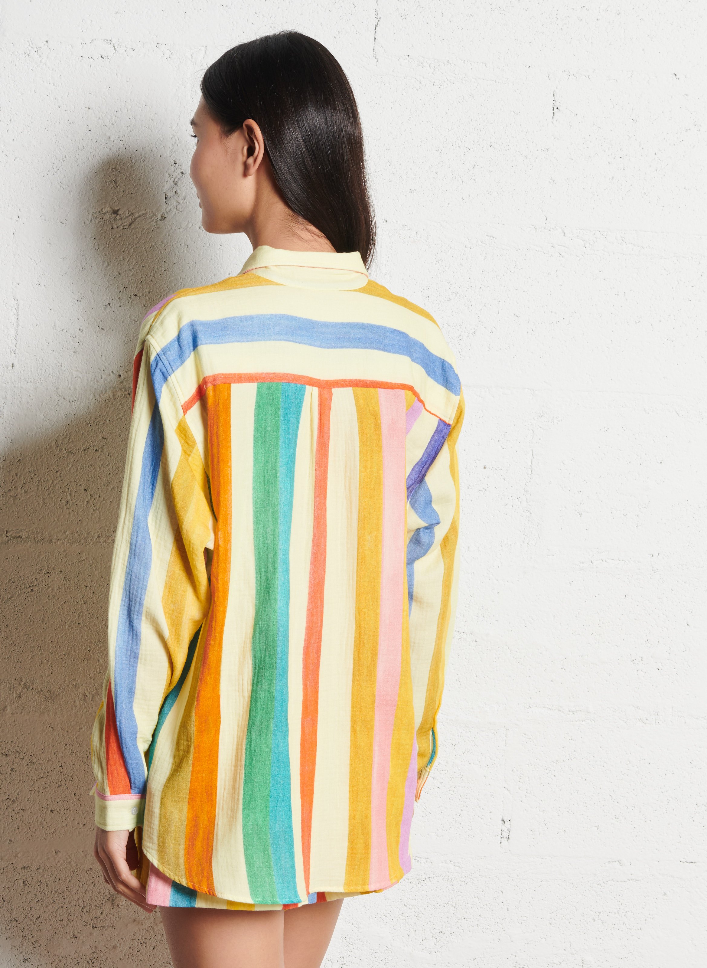 Classic-collar printed cotton shirt G.KERO Multicolored