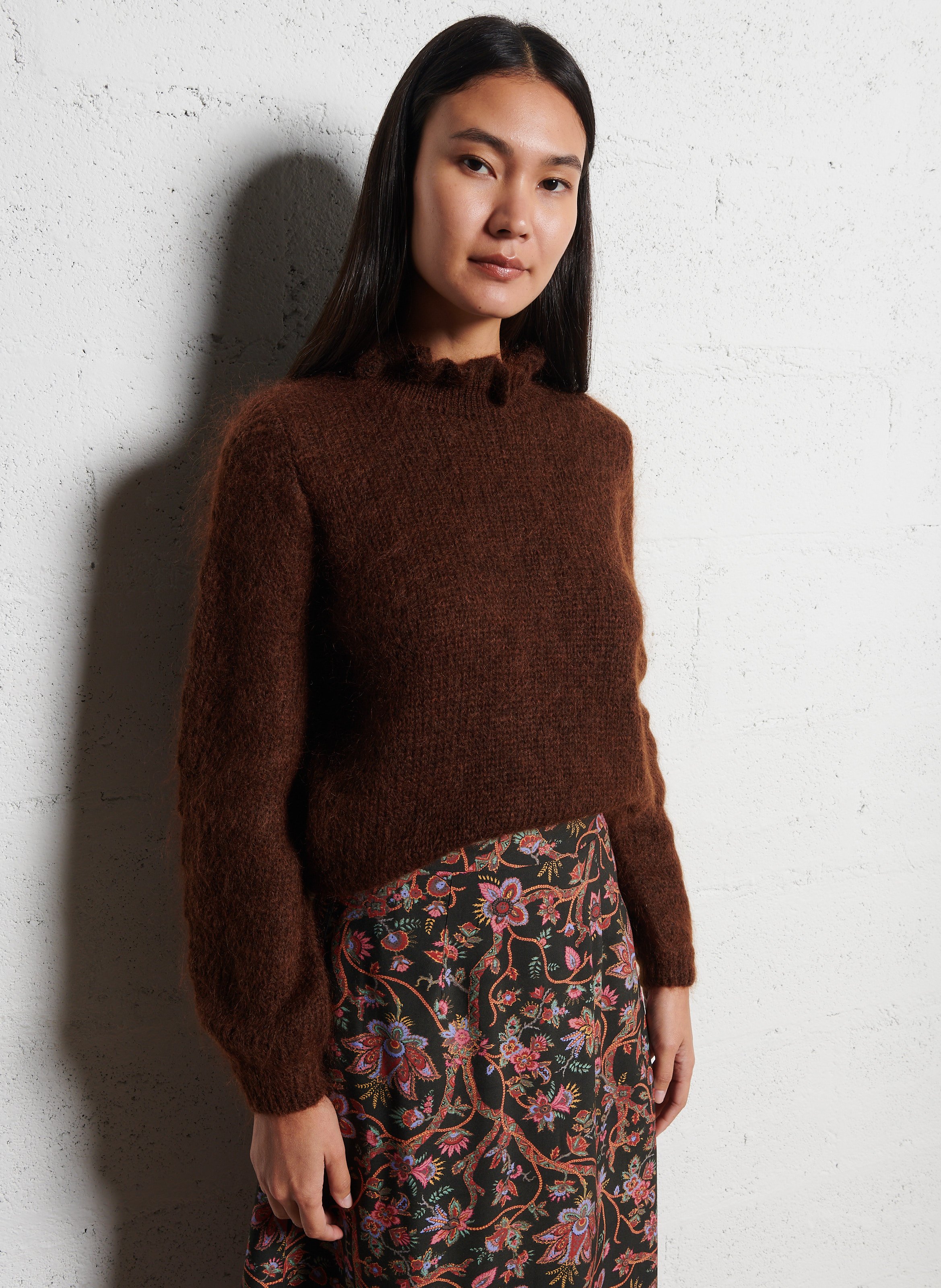 Straight-cut knit sweater LOUISE MISHA Brown