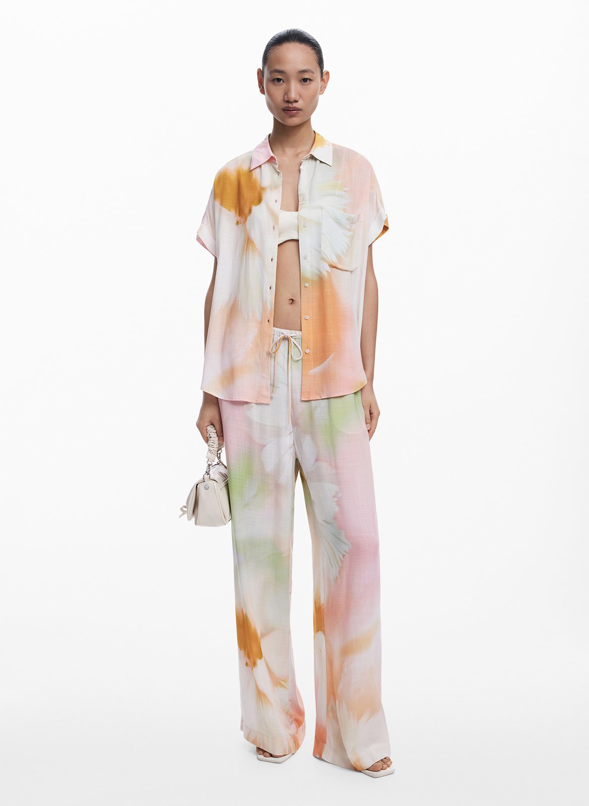 Fluid tie-dye printed shirt DESIGUAL White