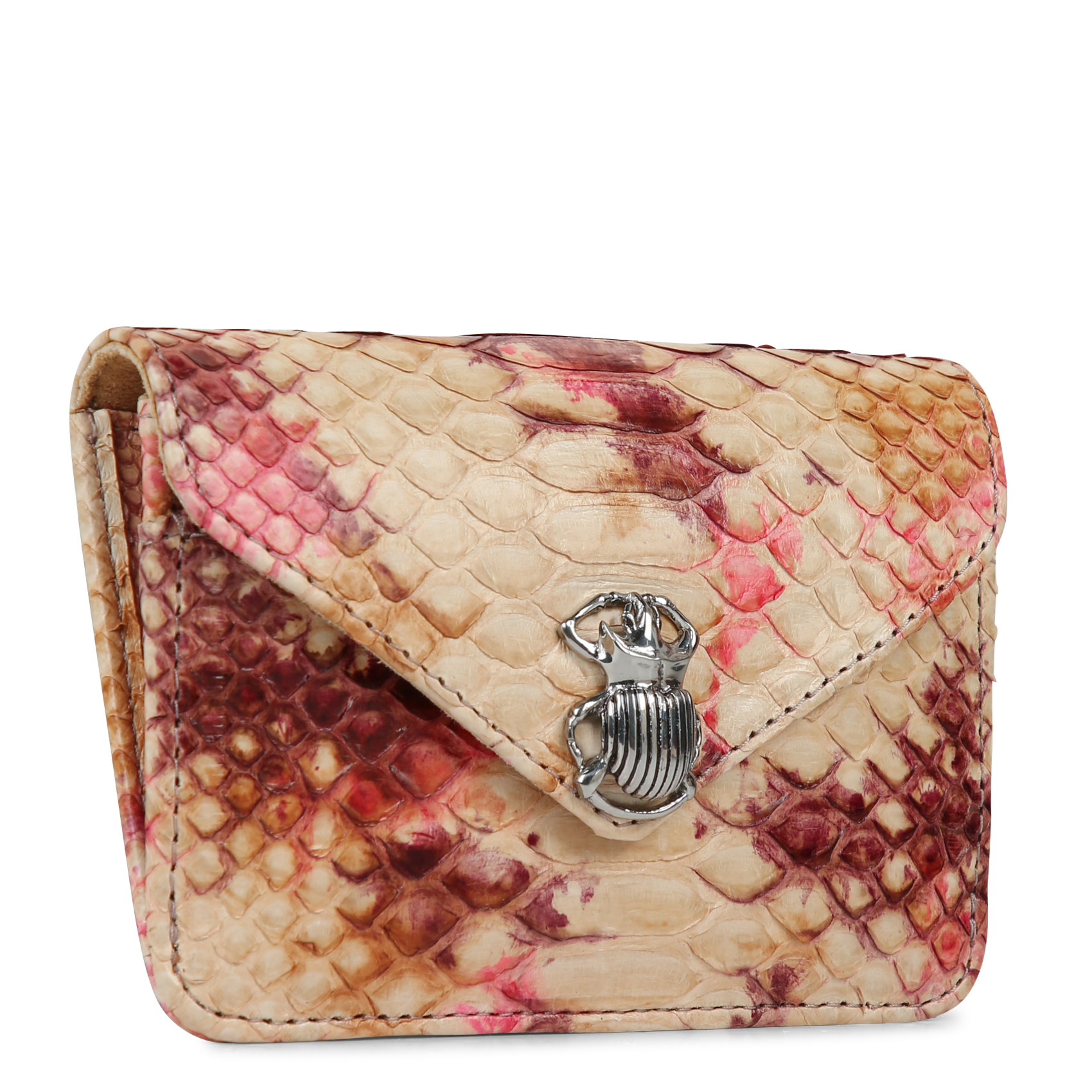 Porte-cartes python avec fermoir scarabée CLARIS VIROT Multicolore