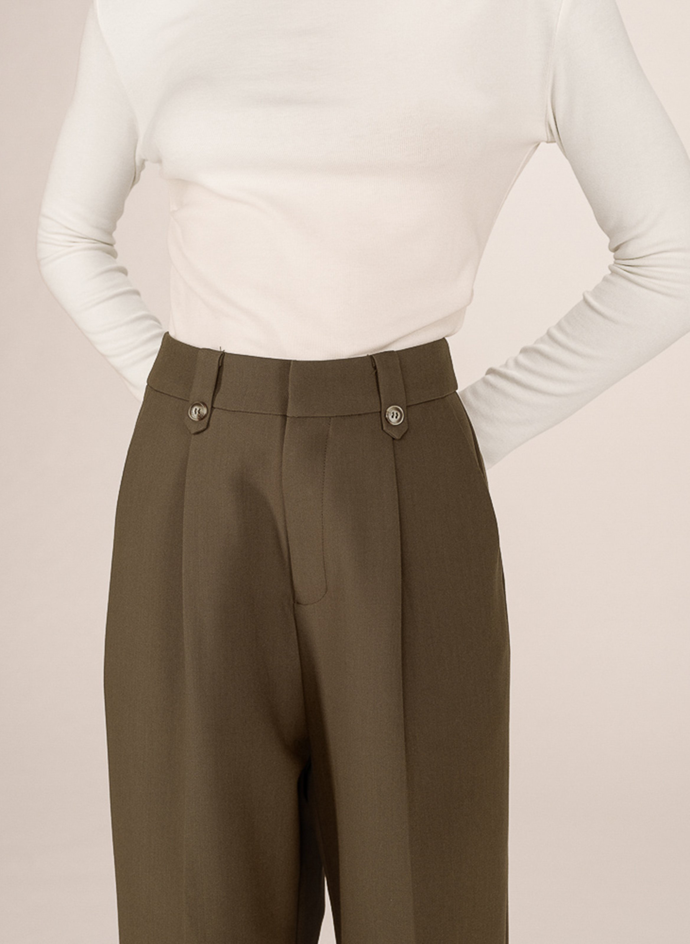 Pantalon droit de tailleur GRACE ET MILA Vert