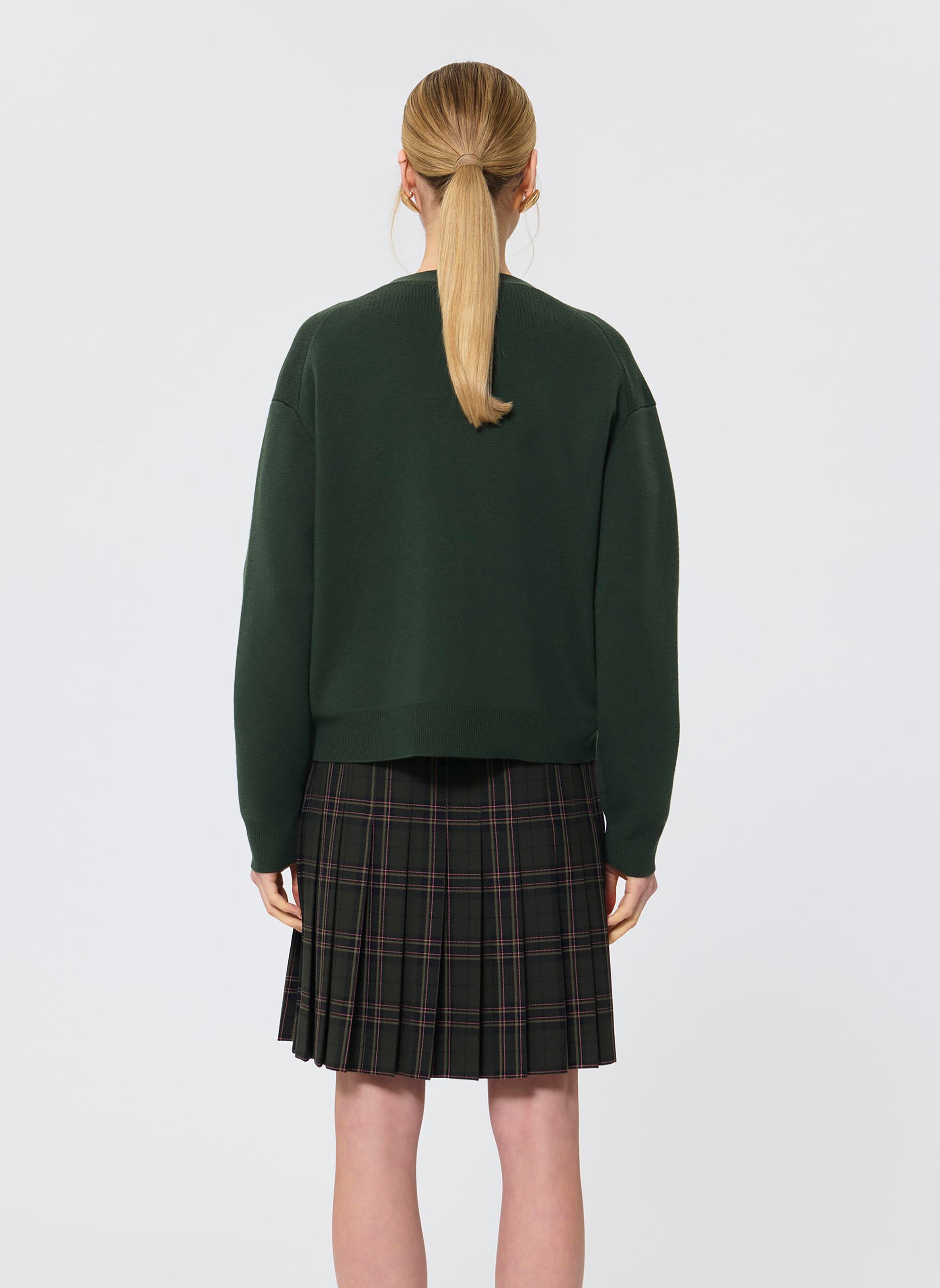 V-neck sleeveless cardigan in a wool blend TARA JARMON Green