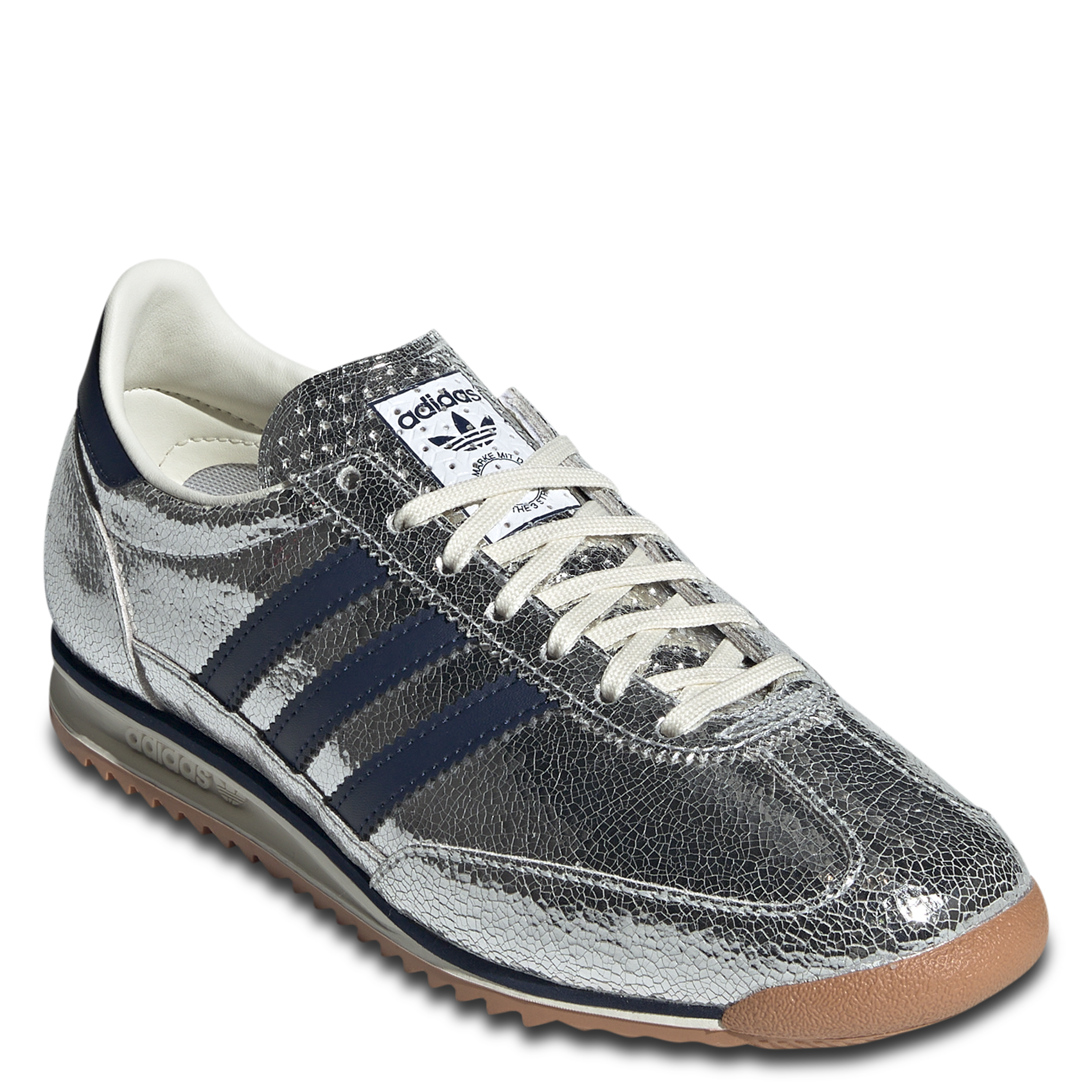 Baskets basses en cuir métallisé Argent