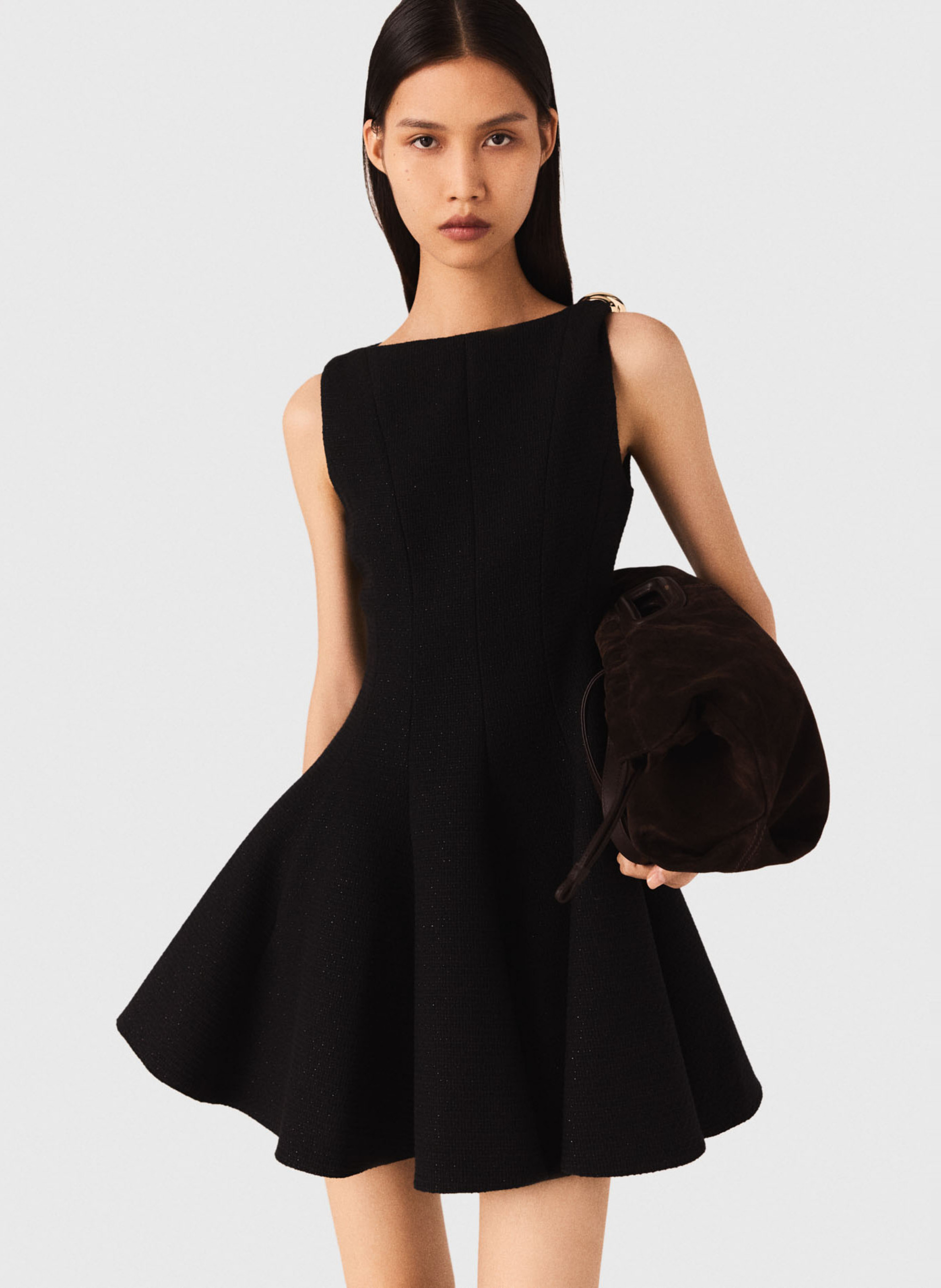 Robe courte évasée en coton mélangé MAJE Noir