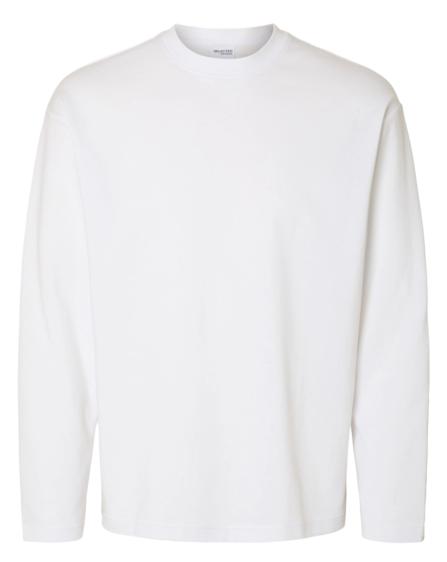 Round-neck organic cotton-blend T-shirt SELECTED White