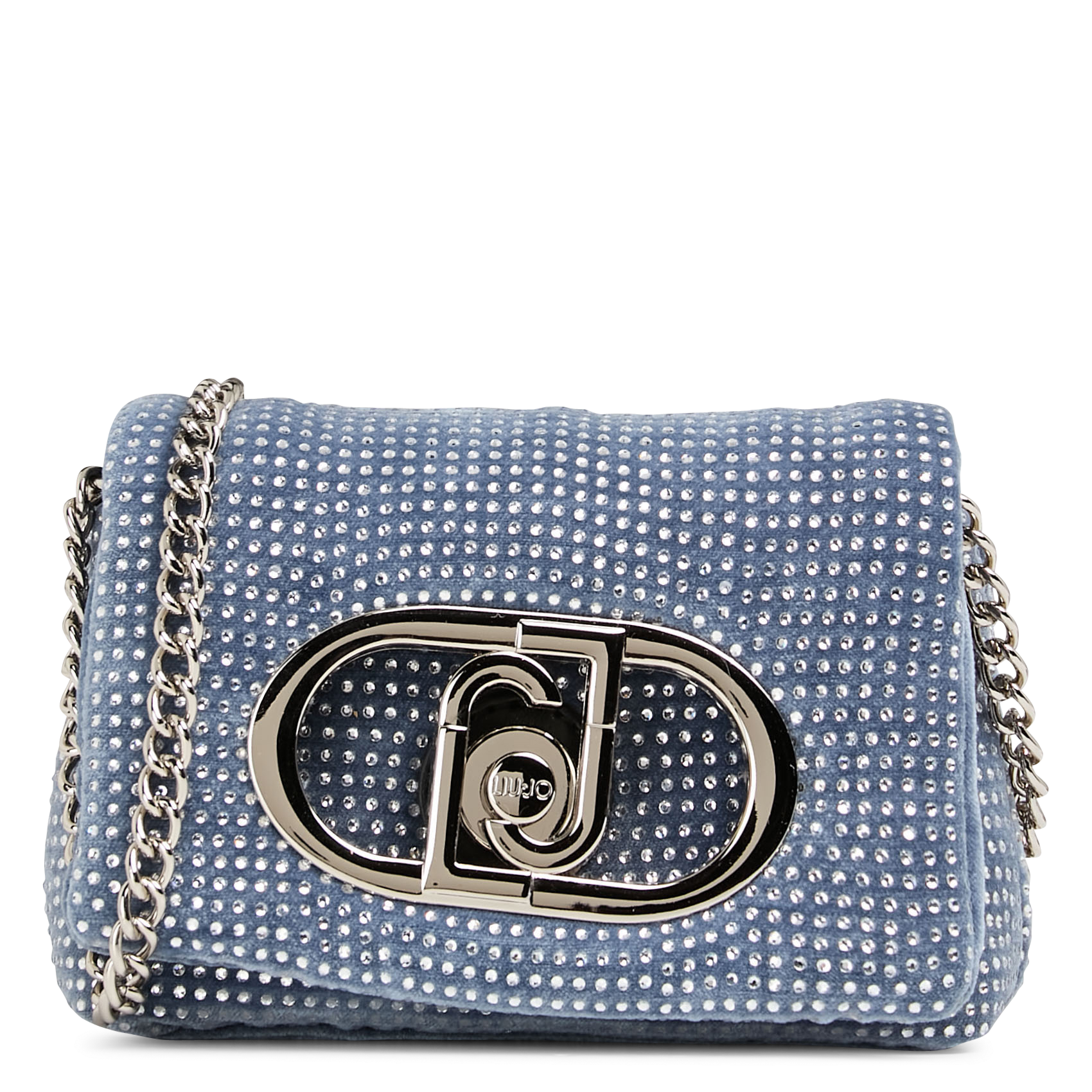 Mini sac bandoulière en denim strassé LIU JO Bleu