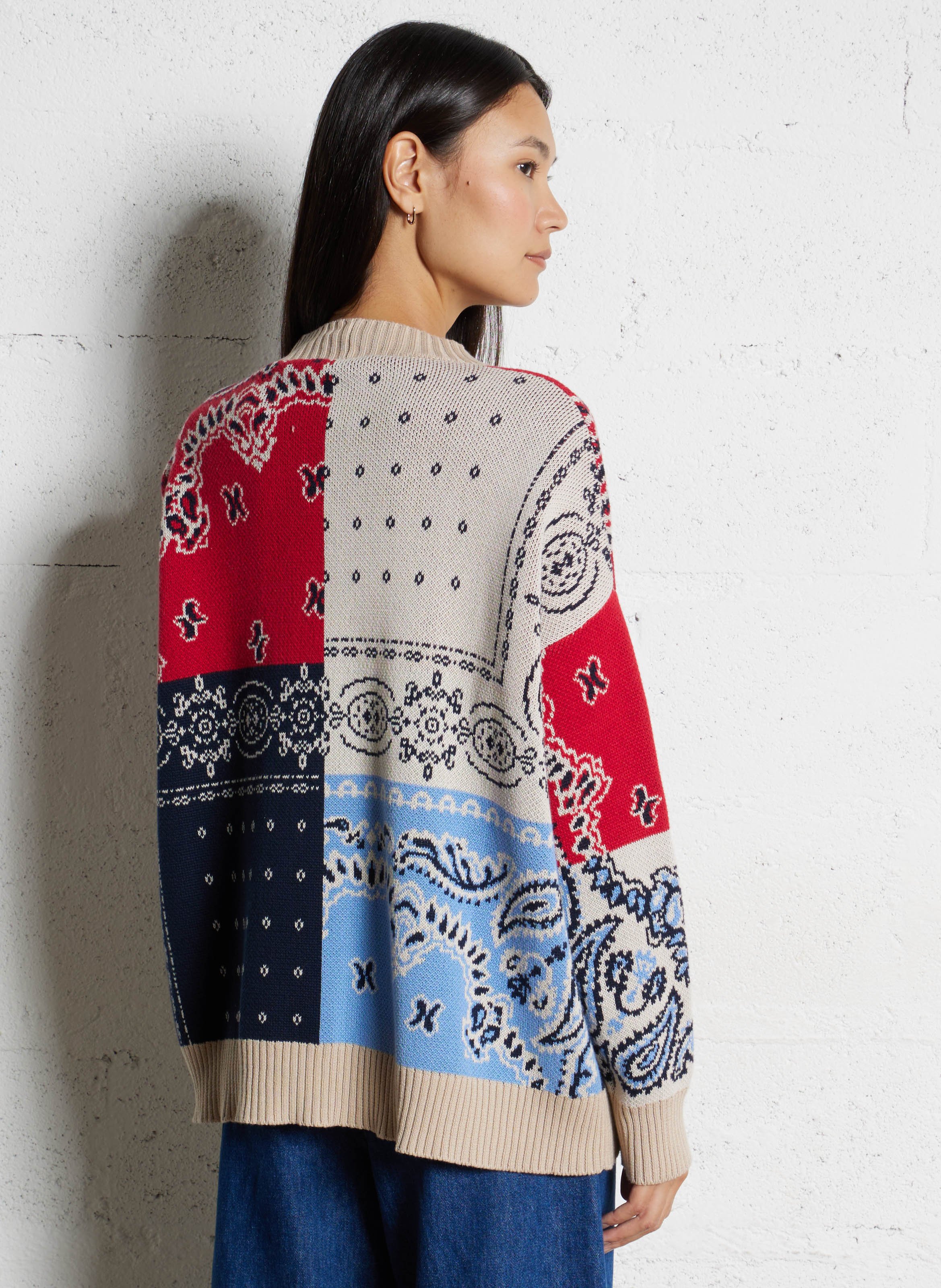 Printed cotton straight cardigan MAX MARA WEEK END Blue