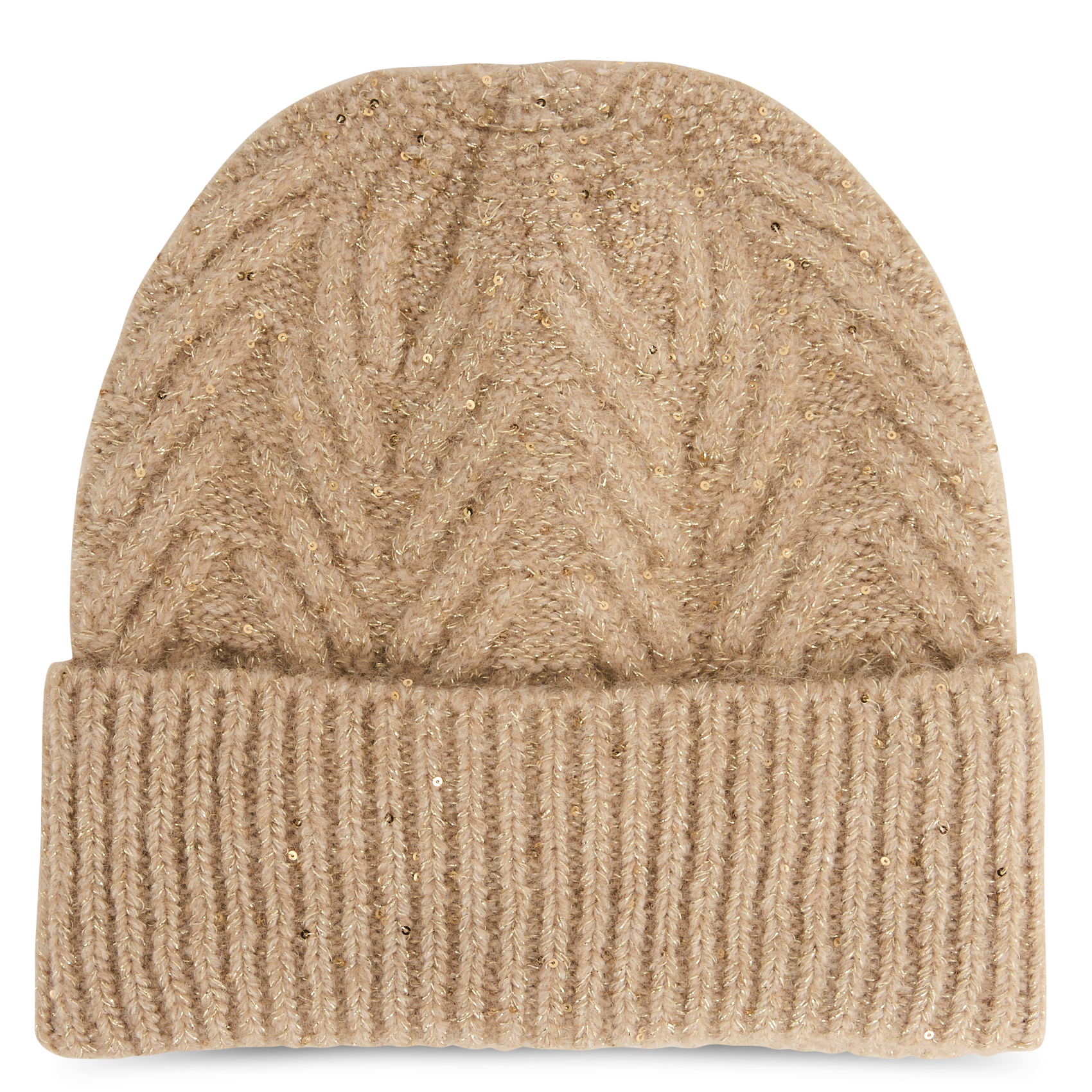 Bonnet à sequins en maille métallisée LA FEE MARABOUTEE Marron