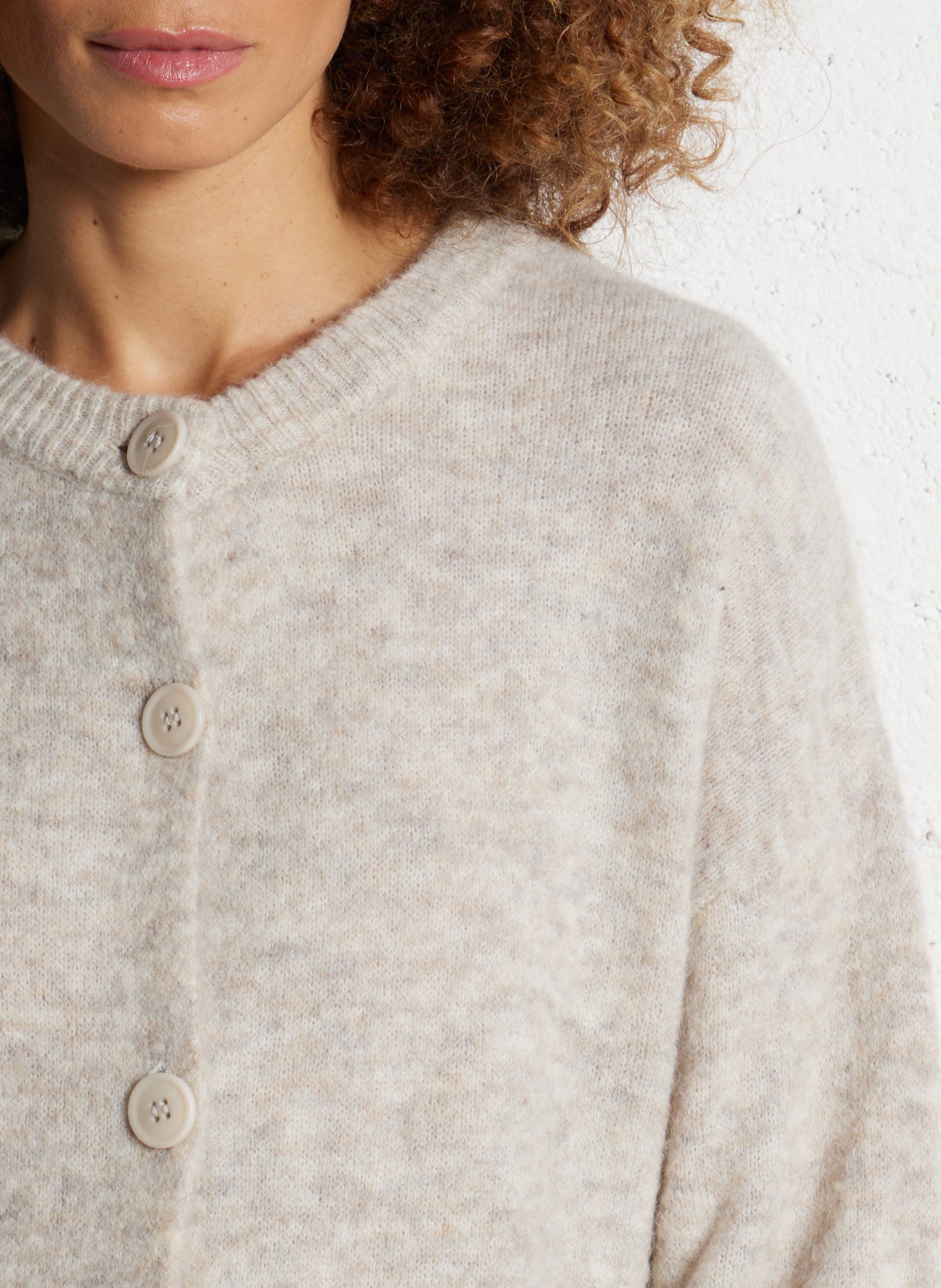 Gilet ample col rond en maille mélangée MAISON ANJE Marron