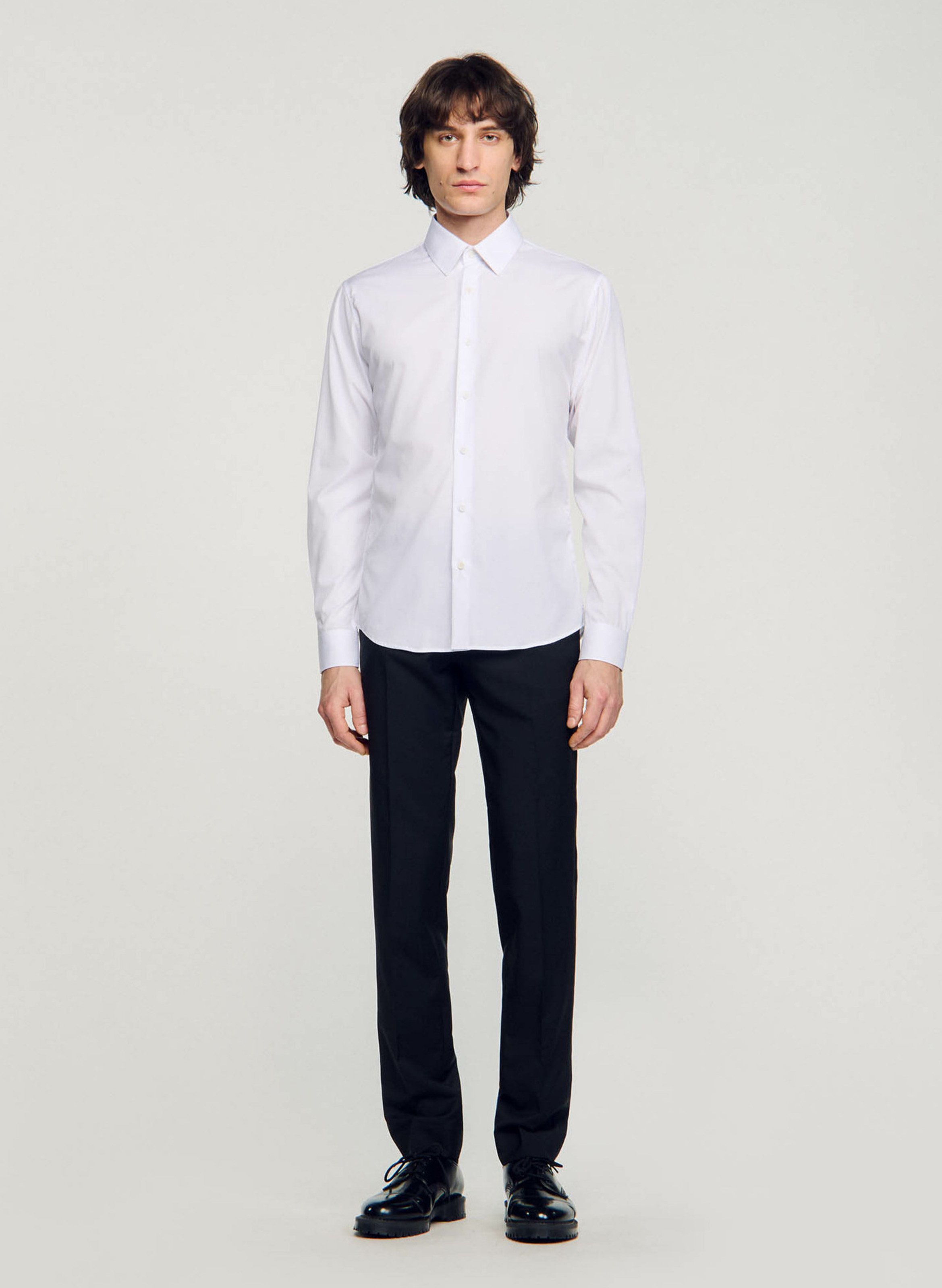 Chemise droite en coton mélangé SANDRO Blanc