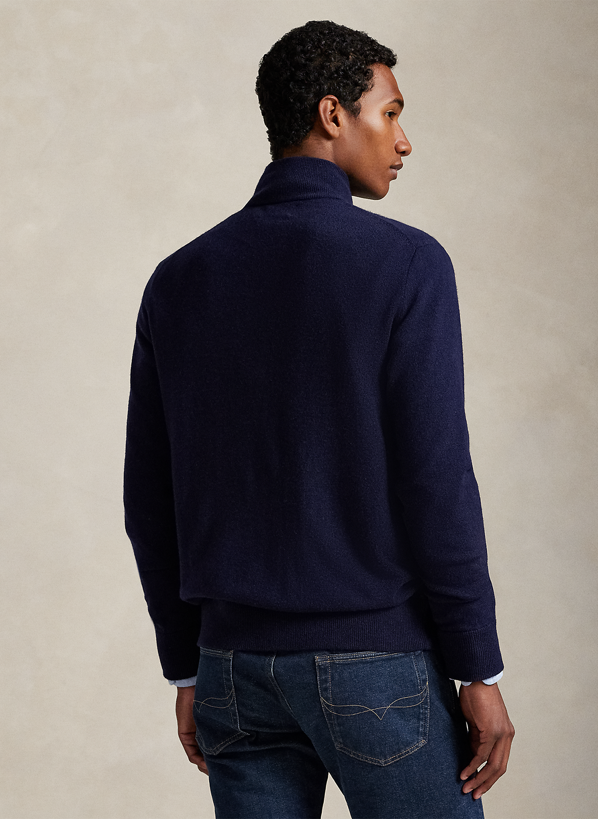 Gilet zippé à broderie logo en laine POLO RALPH LAUREN Bleu