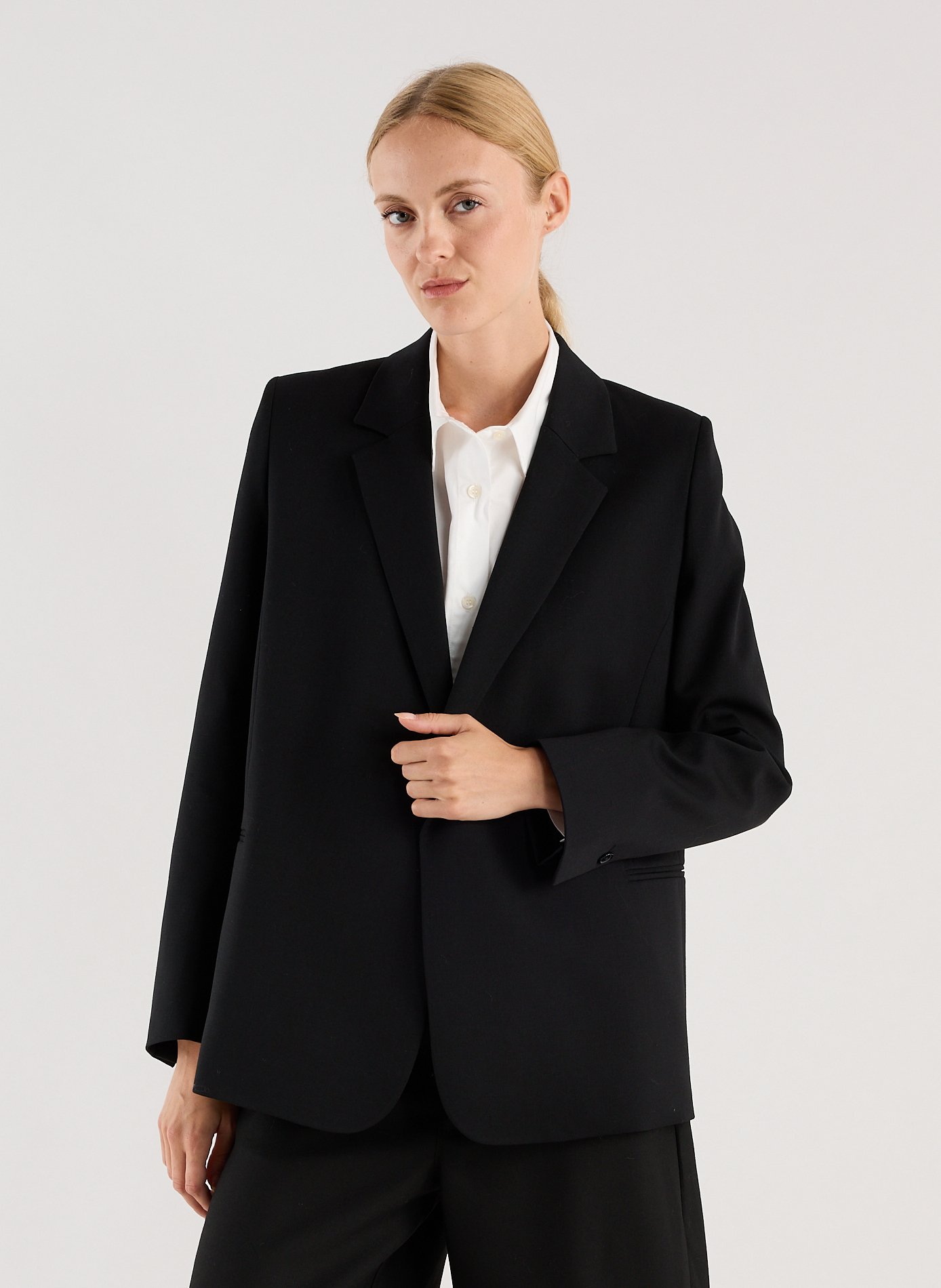 Getailleerde blazer met dubbele knopenrij uni SAISON 1865 Zwart