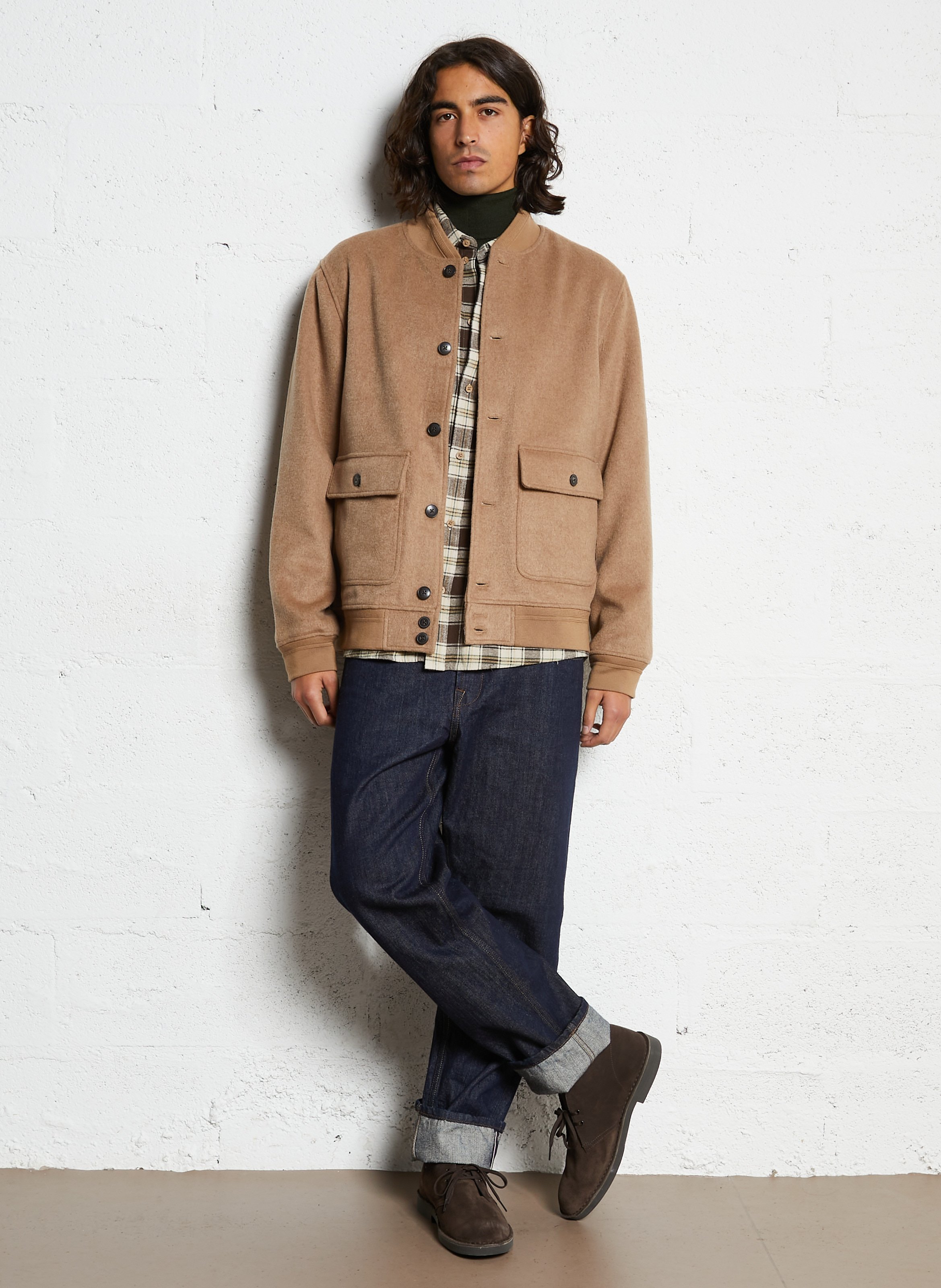 Cotton shirt with classic collar SOLID Brown