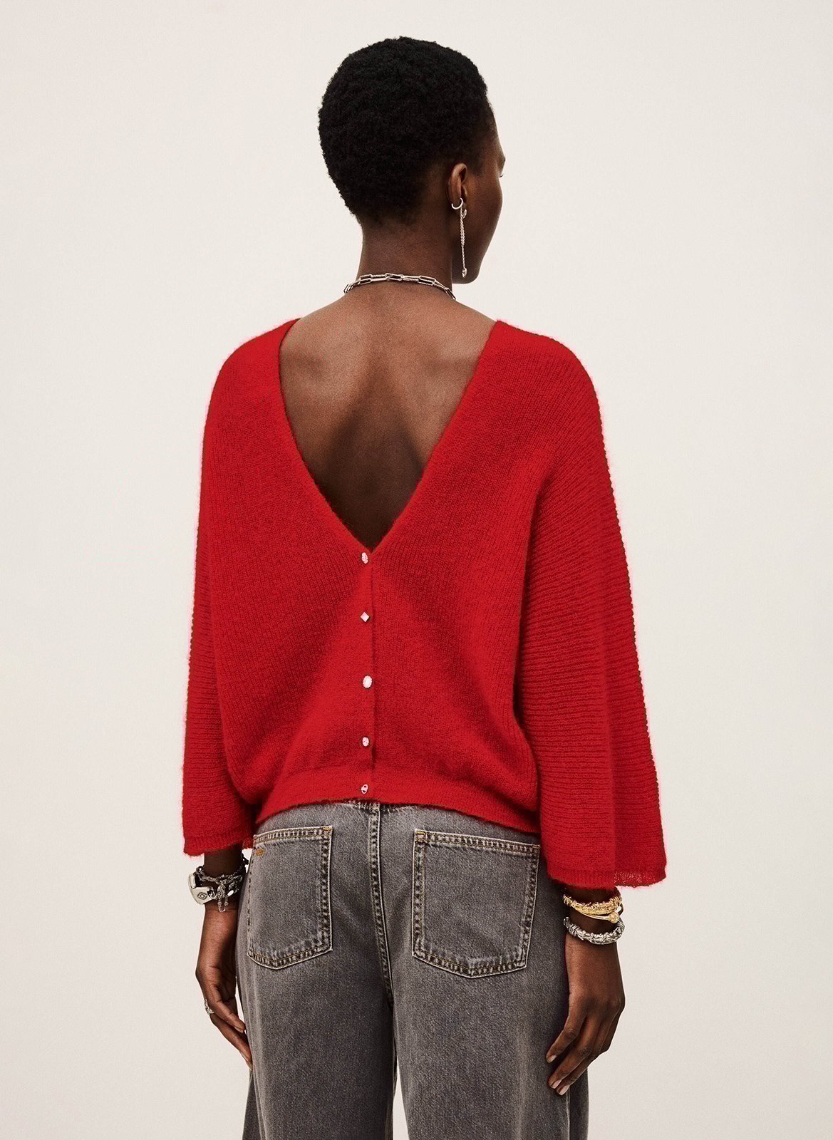 Pull droit col rond en maille BA&SH Rouge