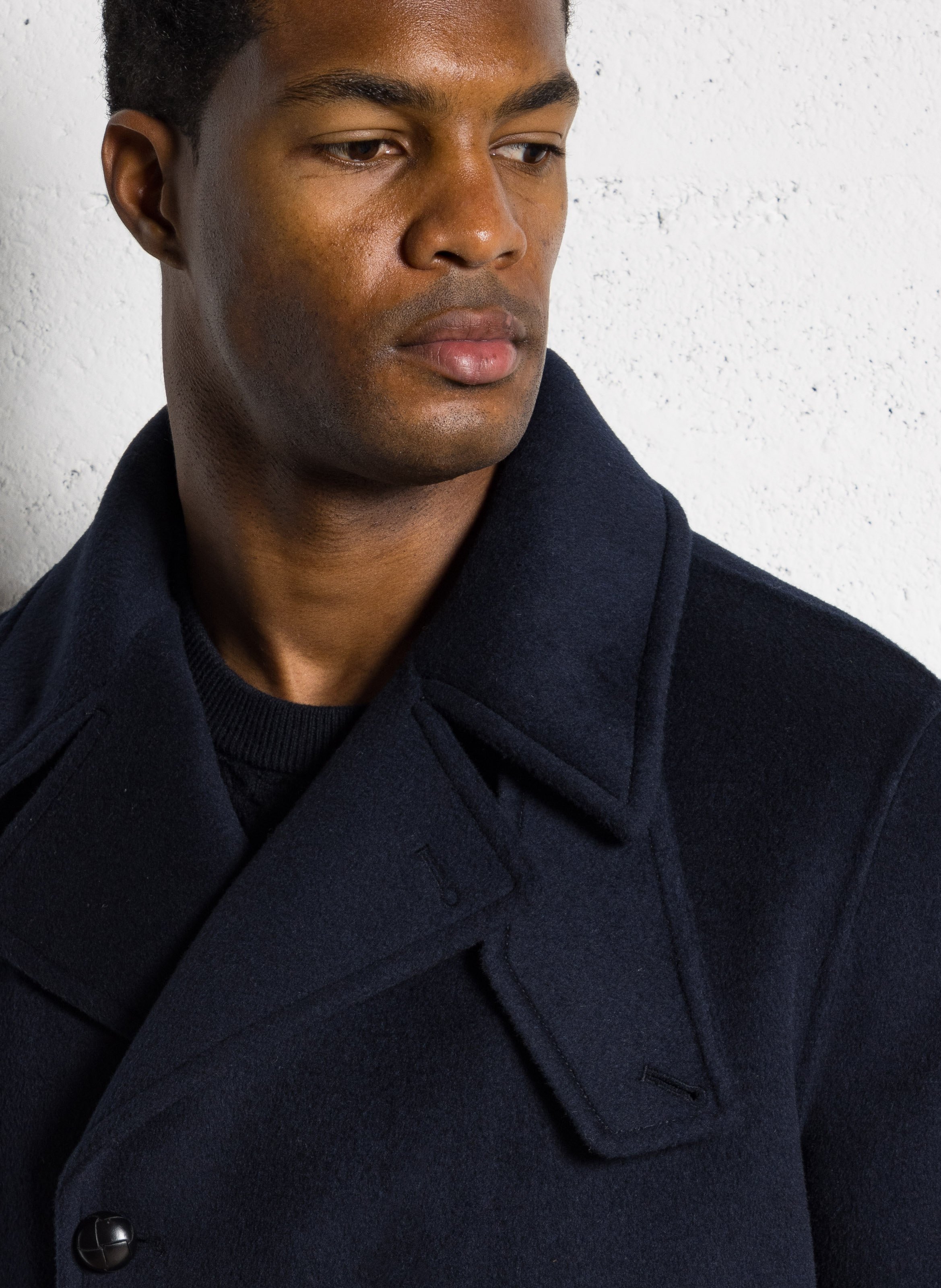 Einfarbiger gerade geschnittener Wollmantel mit langen Ärmeln IKKS Blau