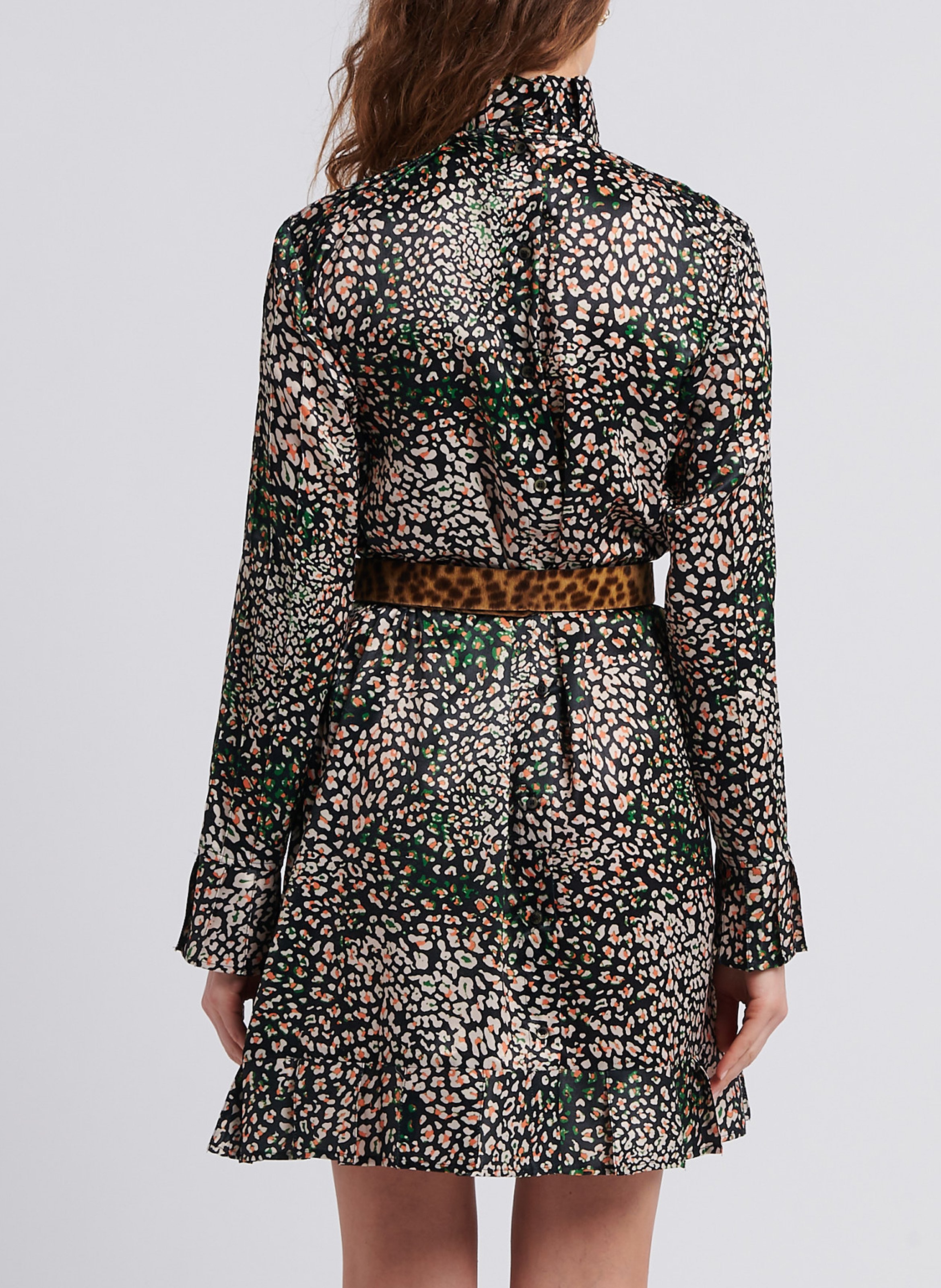 Short loose-fit leopard print dress with high neck HEIMSTONE Multicolored