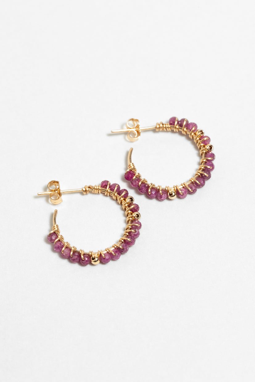 Medium Frida hoops - ruby YAY Golden