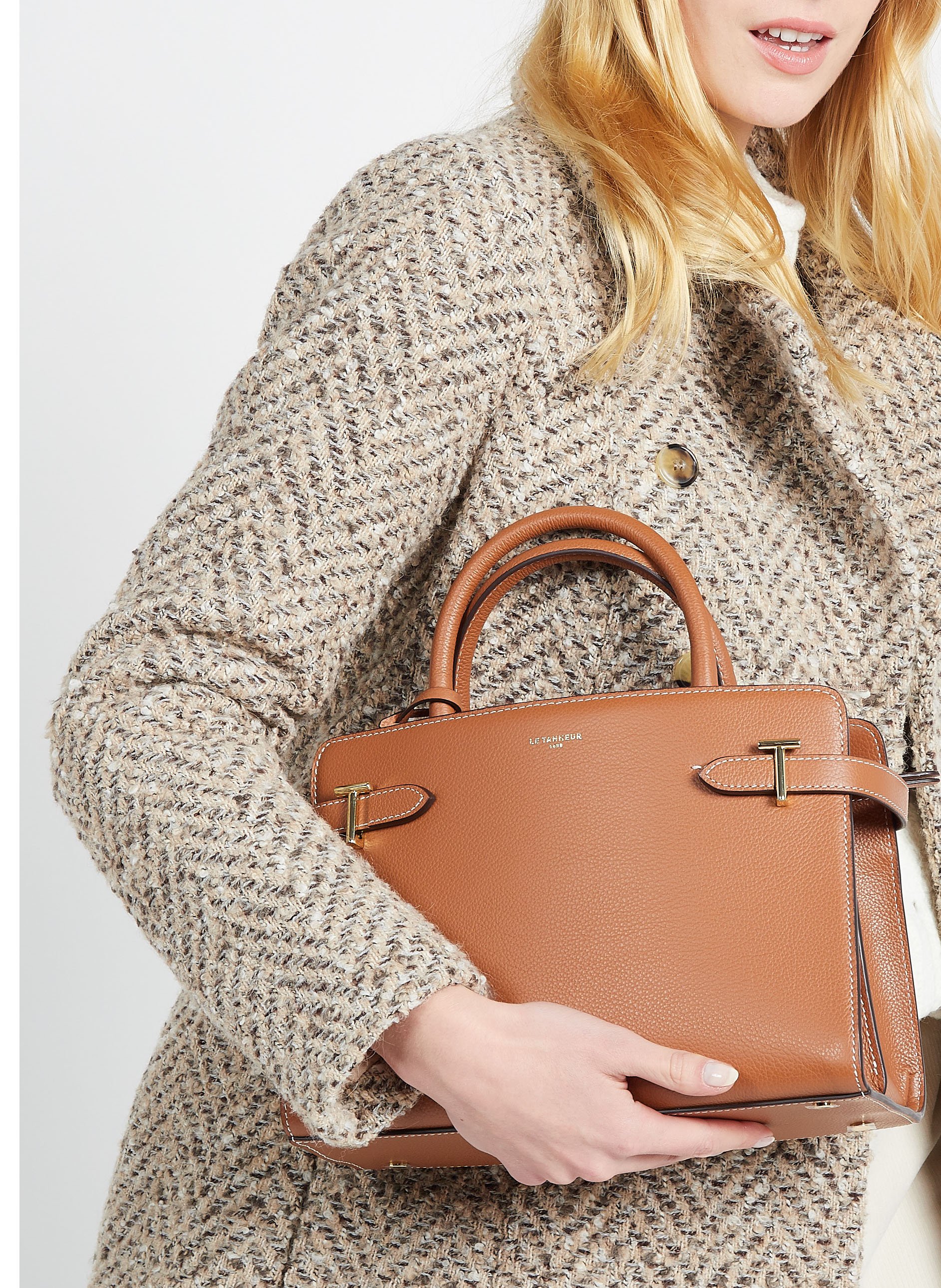 Sac à main en cuir grainé LE TANNEUR Marron