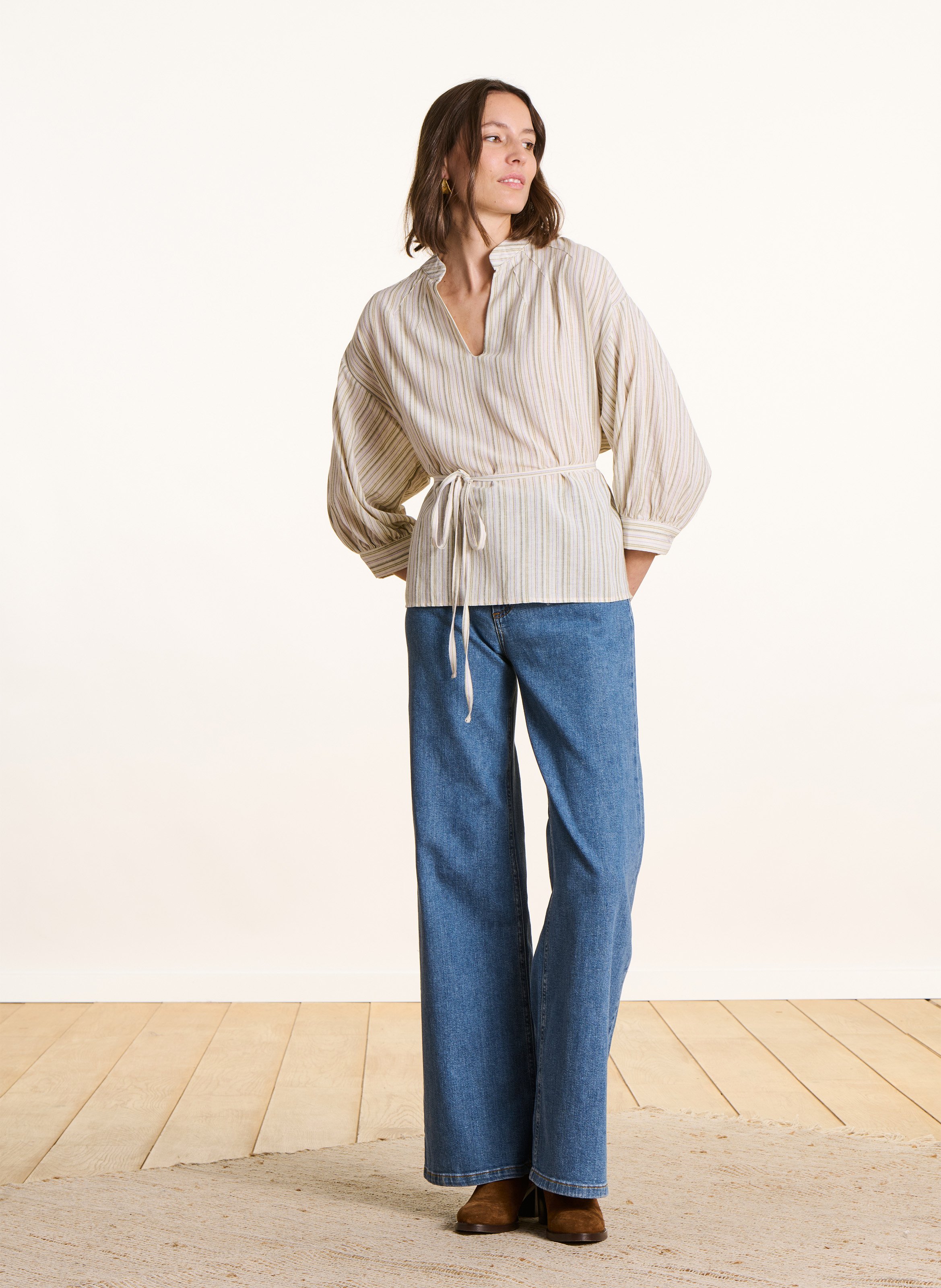 Top met tuniekhals en bloemenprint LA FEE MARABOUTEE Violet