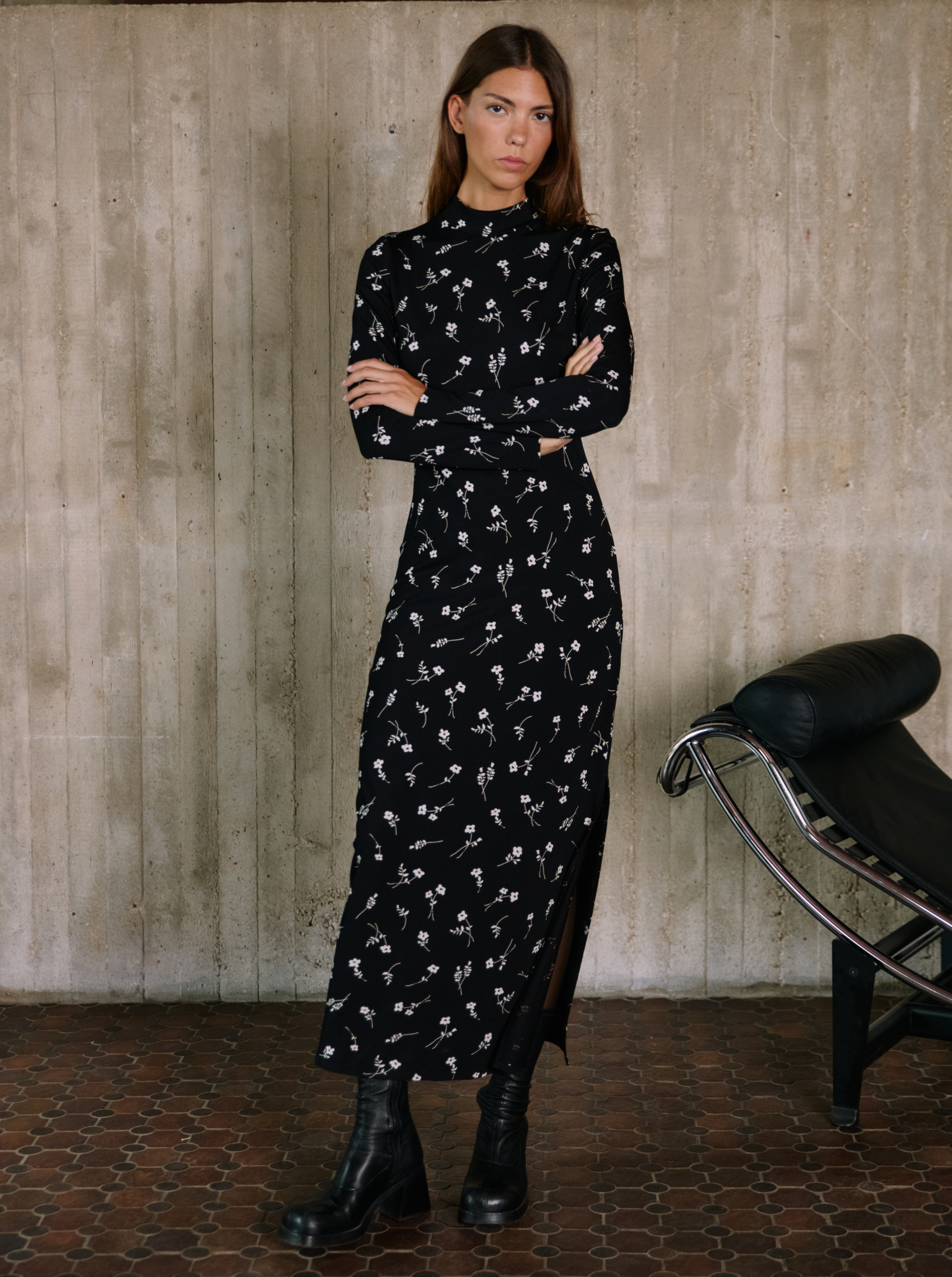 Long dress Midnight Bloom Black