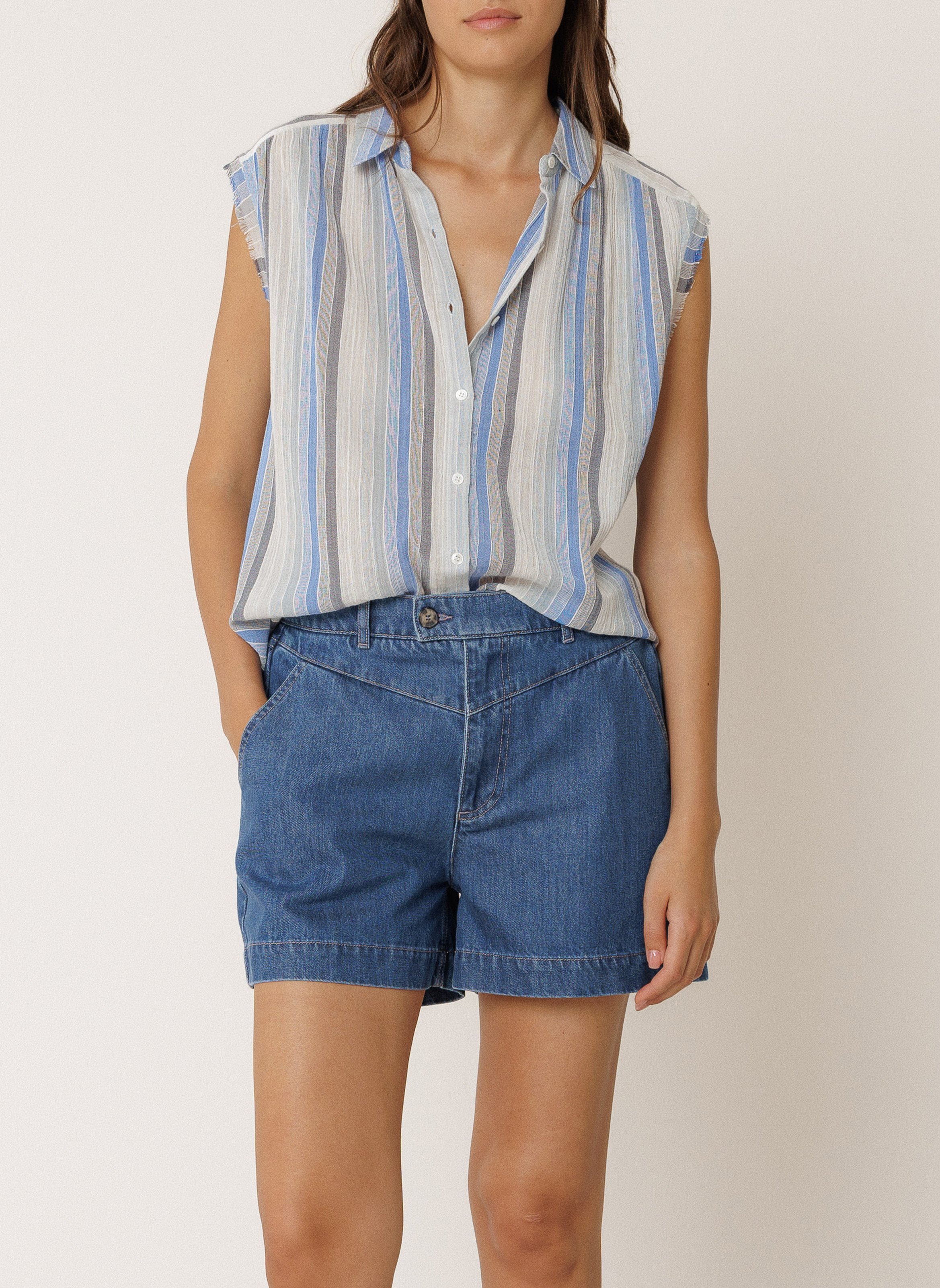 Chemisier sans manches rayé INDI & COLD Bleu