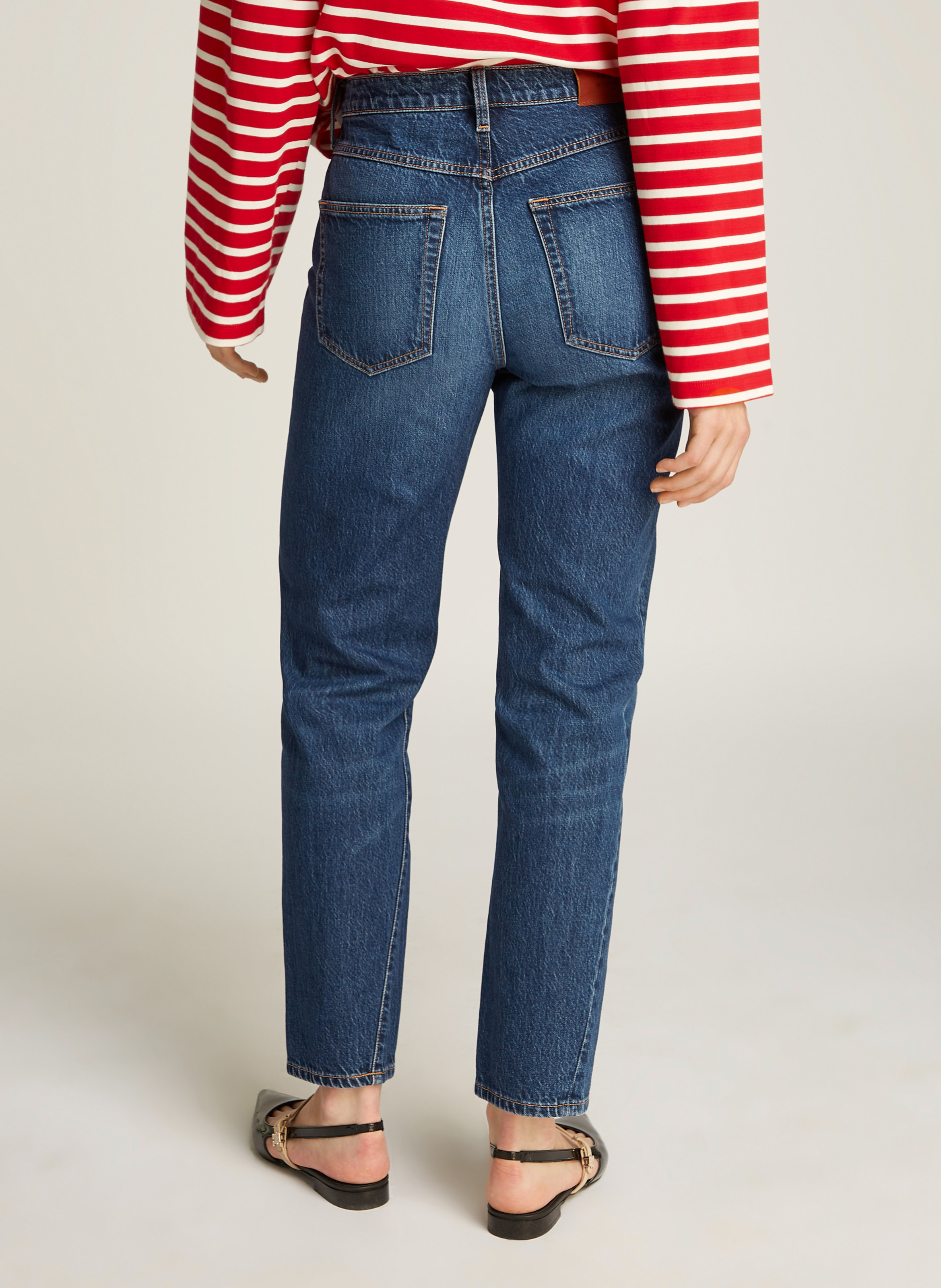 Jean droit en coton mélangé TOMMY HILFIGER Bleu