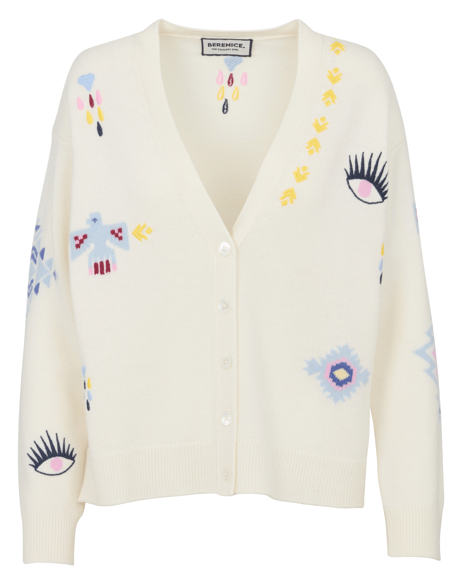 Cardigan oversize col V en laine BERENICE Blanc