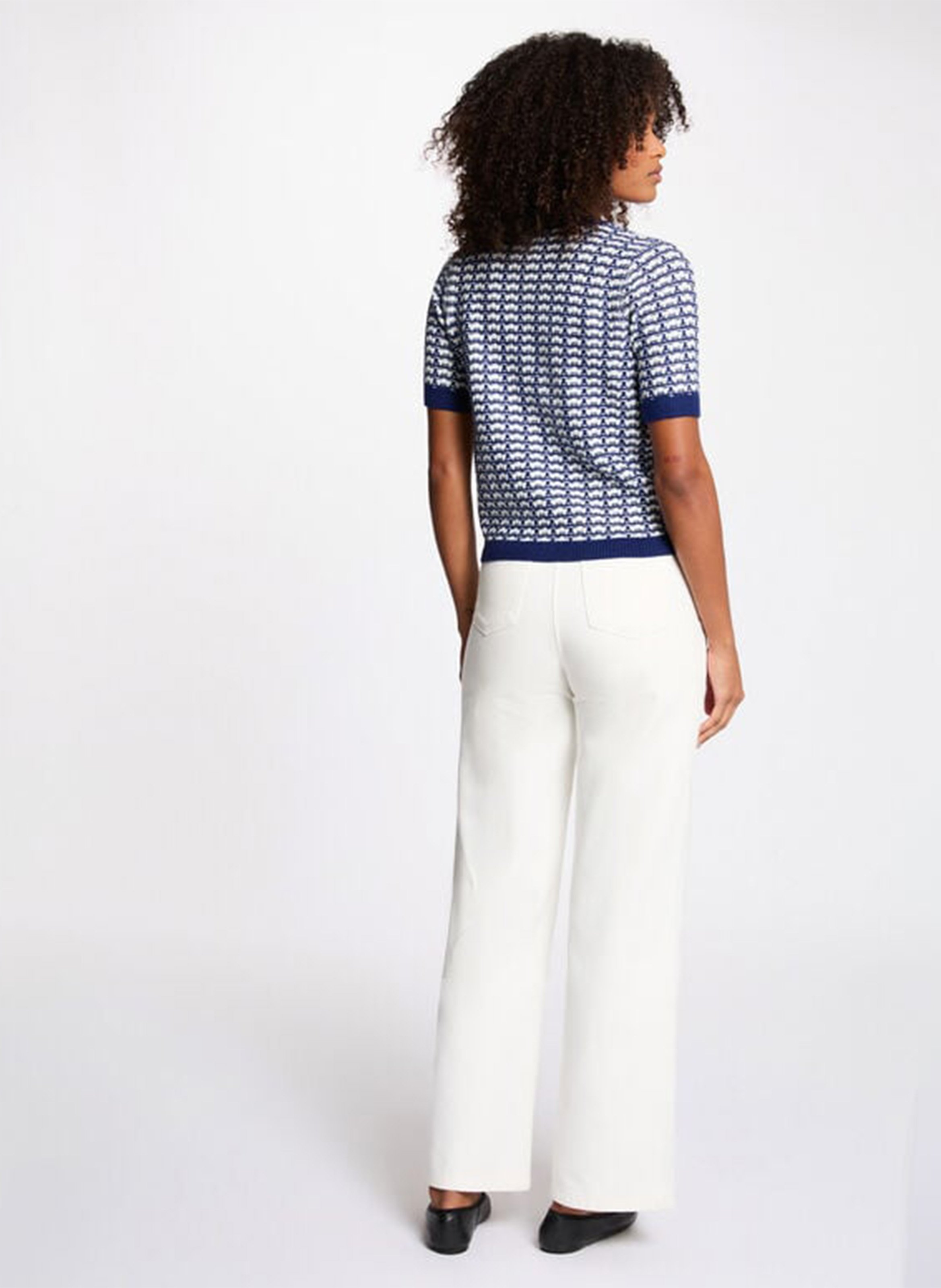 Short buttoned cardigan with pattern MORGAN Blue