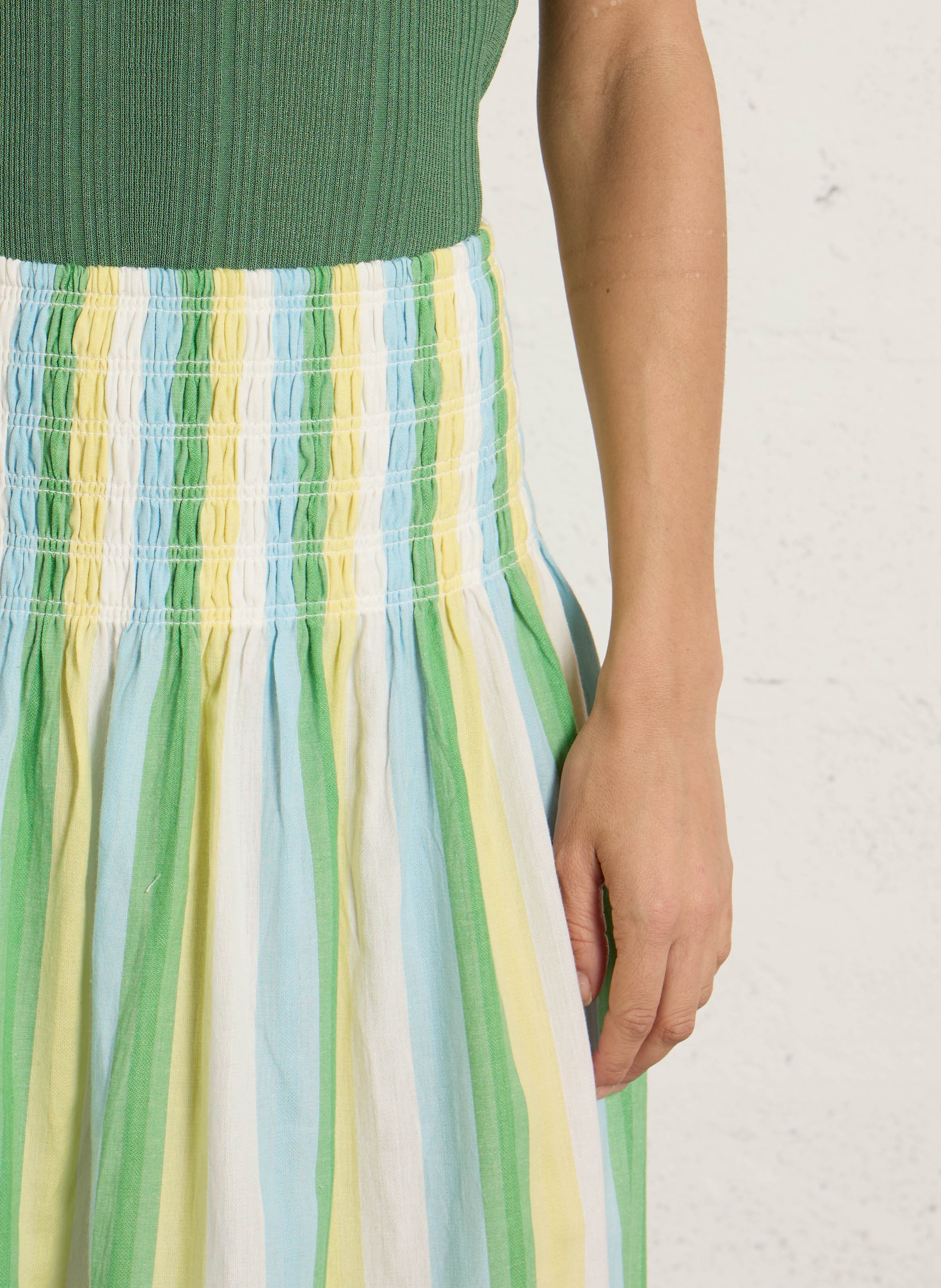 Lange uitlopende rok met strepen PETITE MENDIGOTE Groen