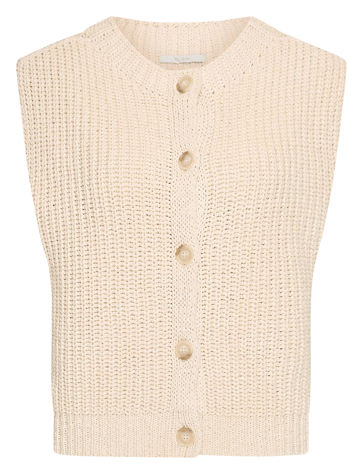 Vest van biokatoen met ronde hals BY BAR Beige