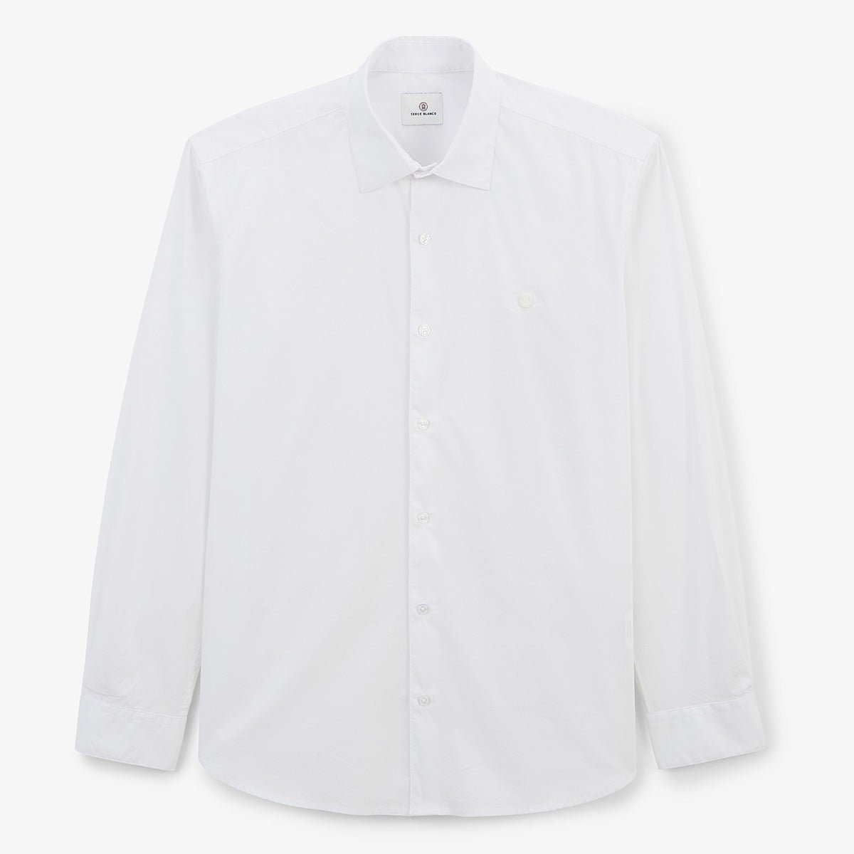 Solid color long-sleeve cotton stretch shirt SERGE BLANCO White