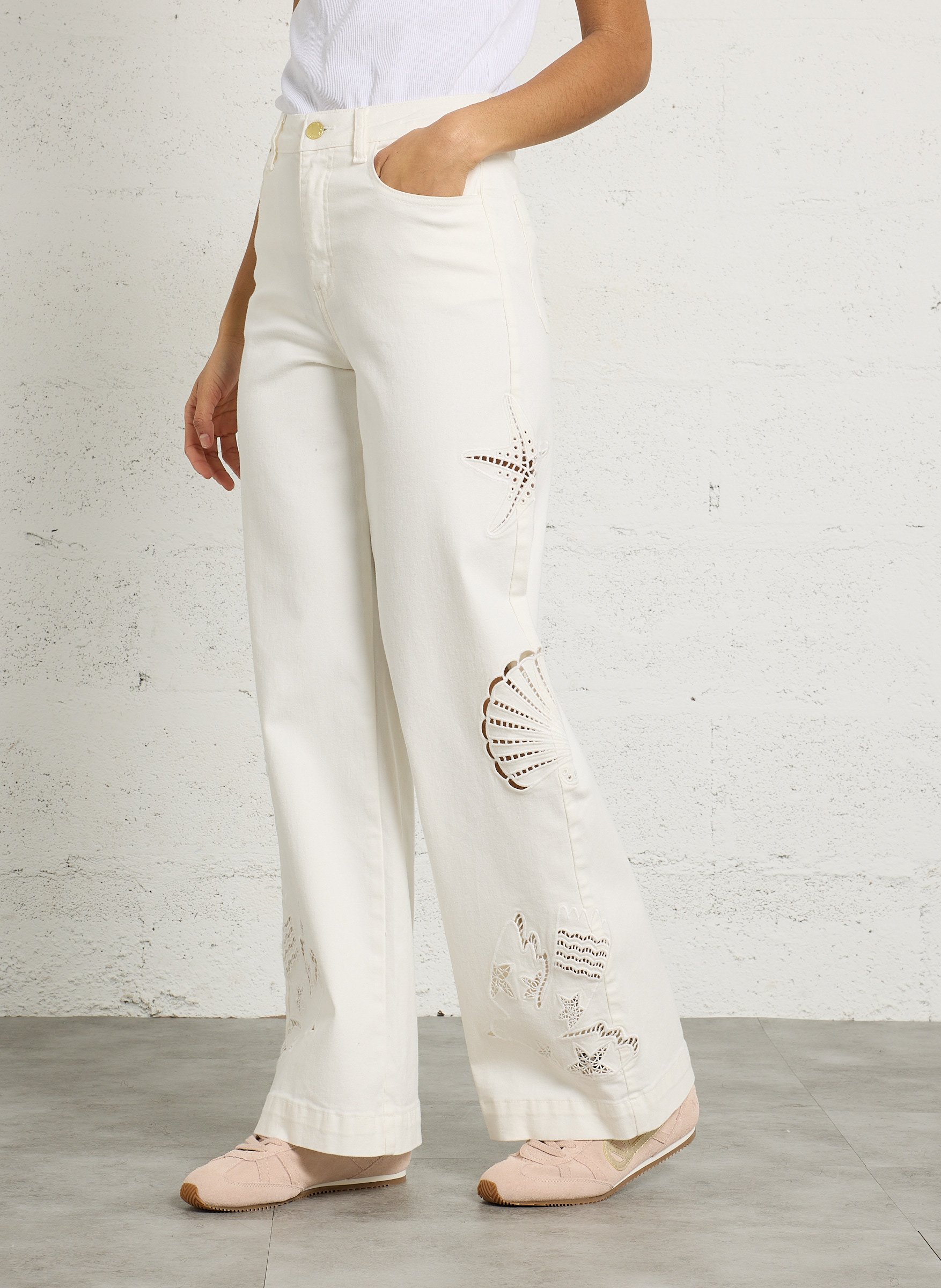 Jean droit taille haute en coton mélangé LA PETITE ETOILE