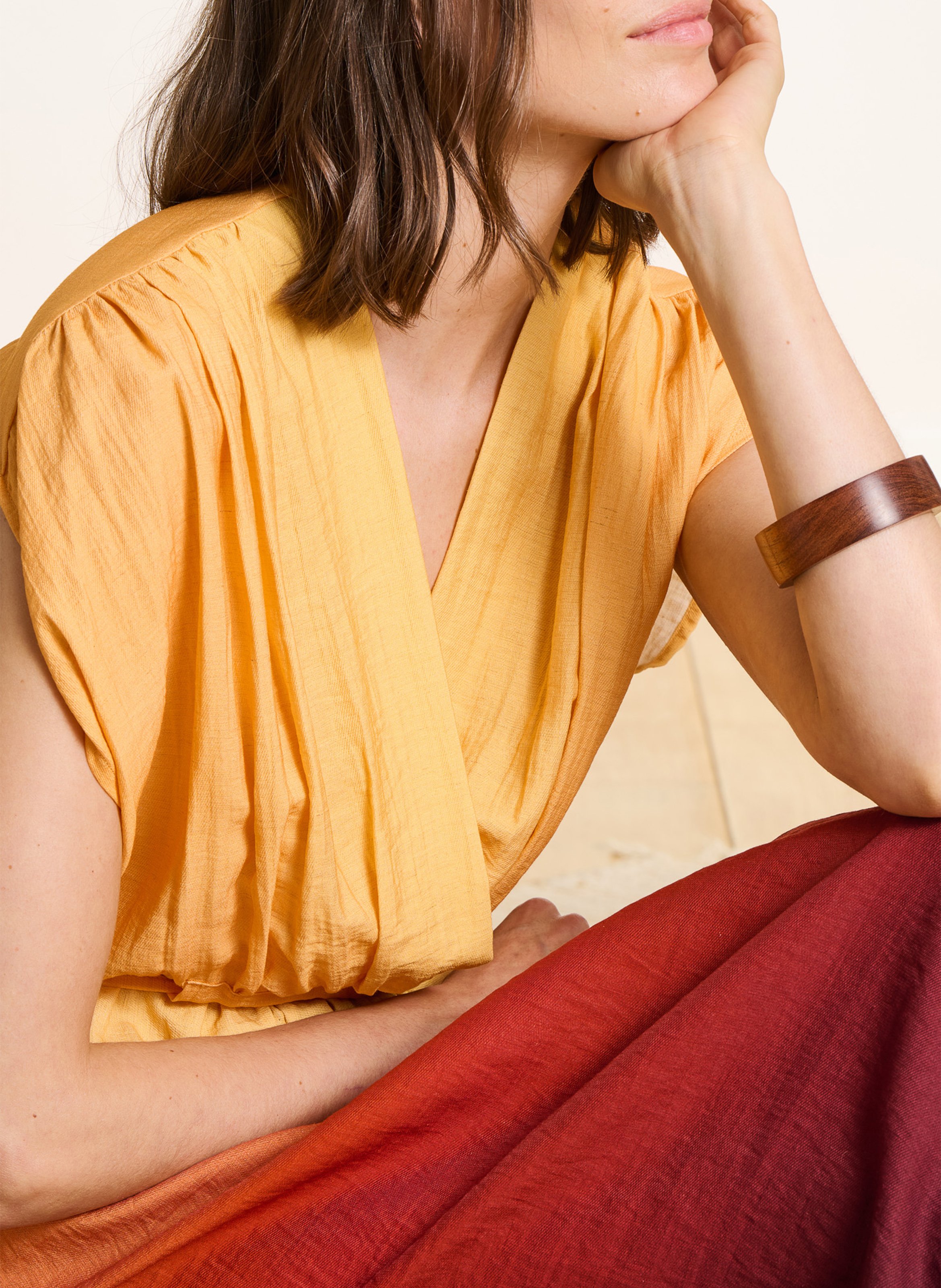 Robe longue col v imprimée LA FEE MARABOUTEE Multicolore