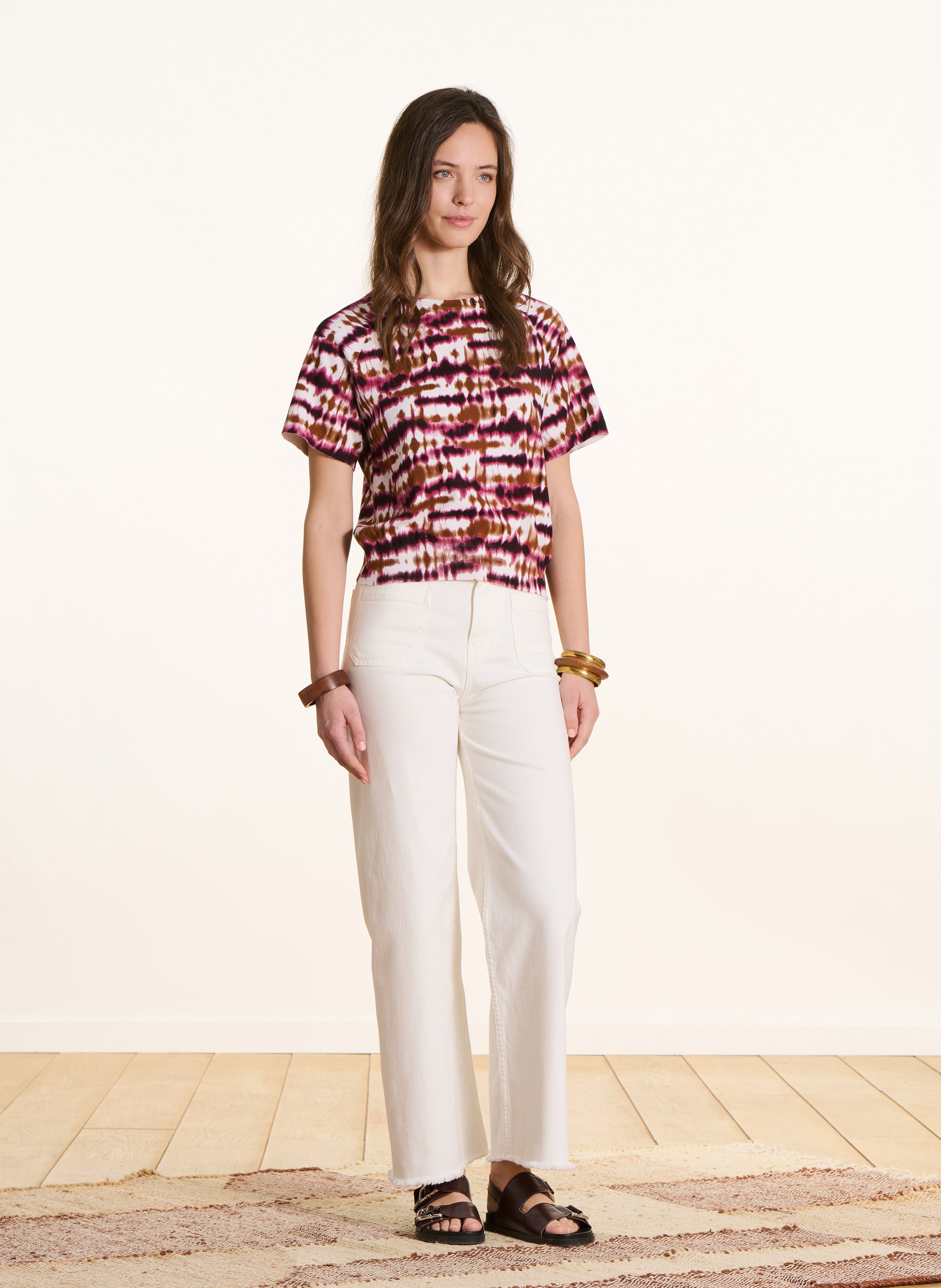 Tee-shirt imprimé col rond LA FEE MARABOUTEE Multicolore