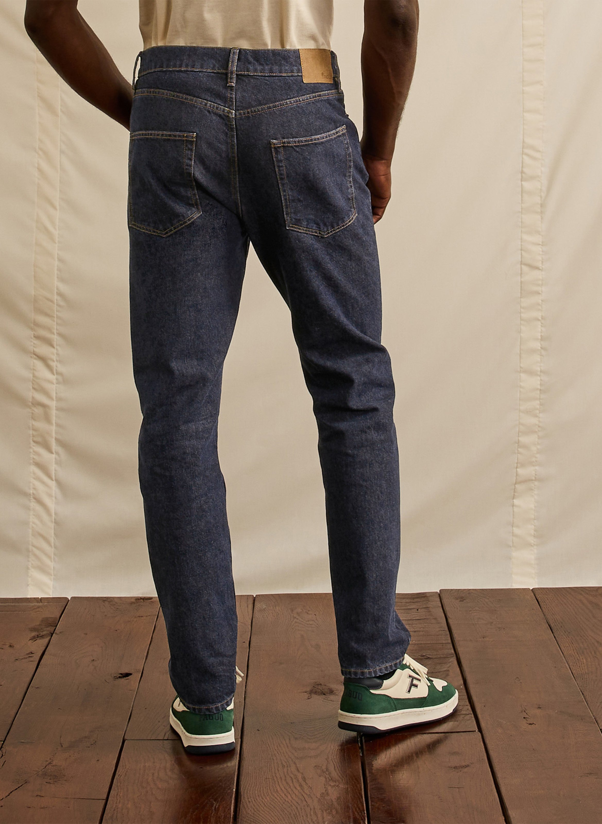 Tapered jeans van katoen FAGUO Blauw