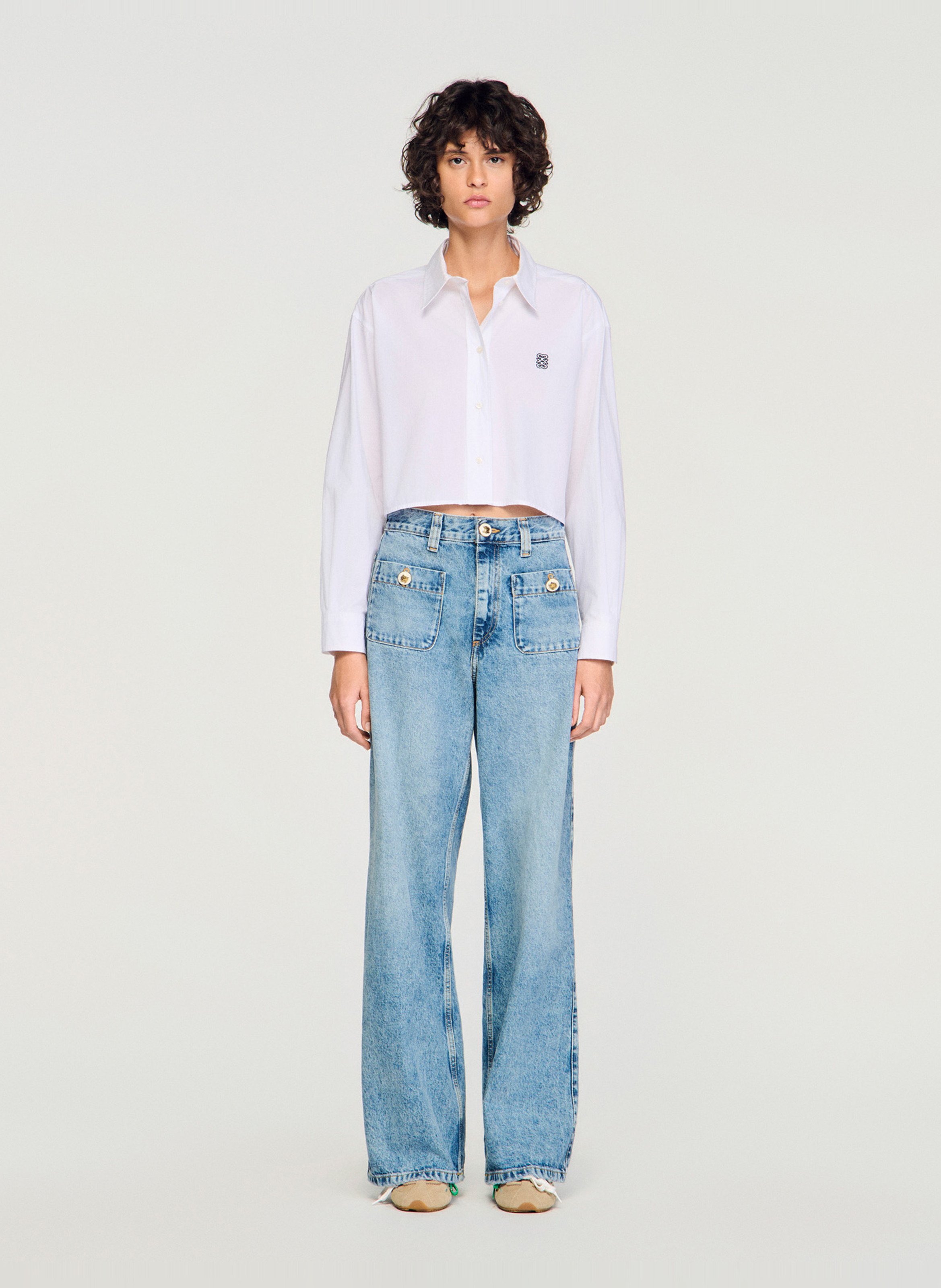 Rechte, katoenen jeans met verwassen effect SANDRO Blauw