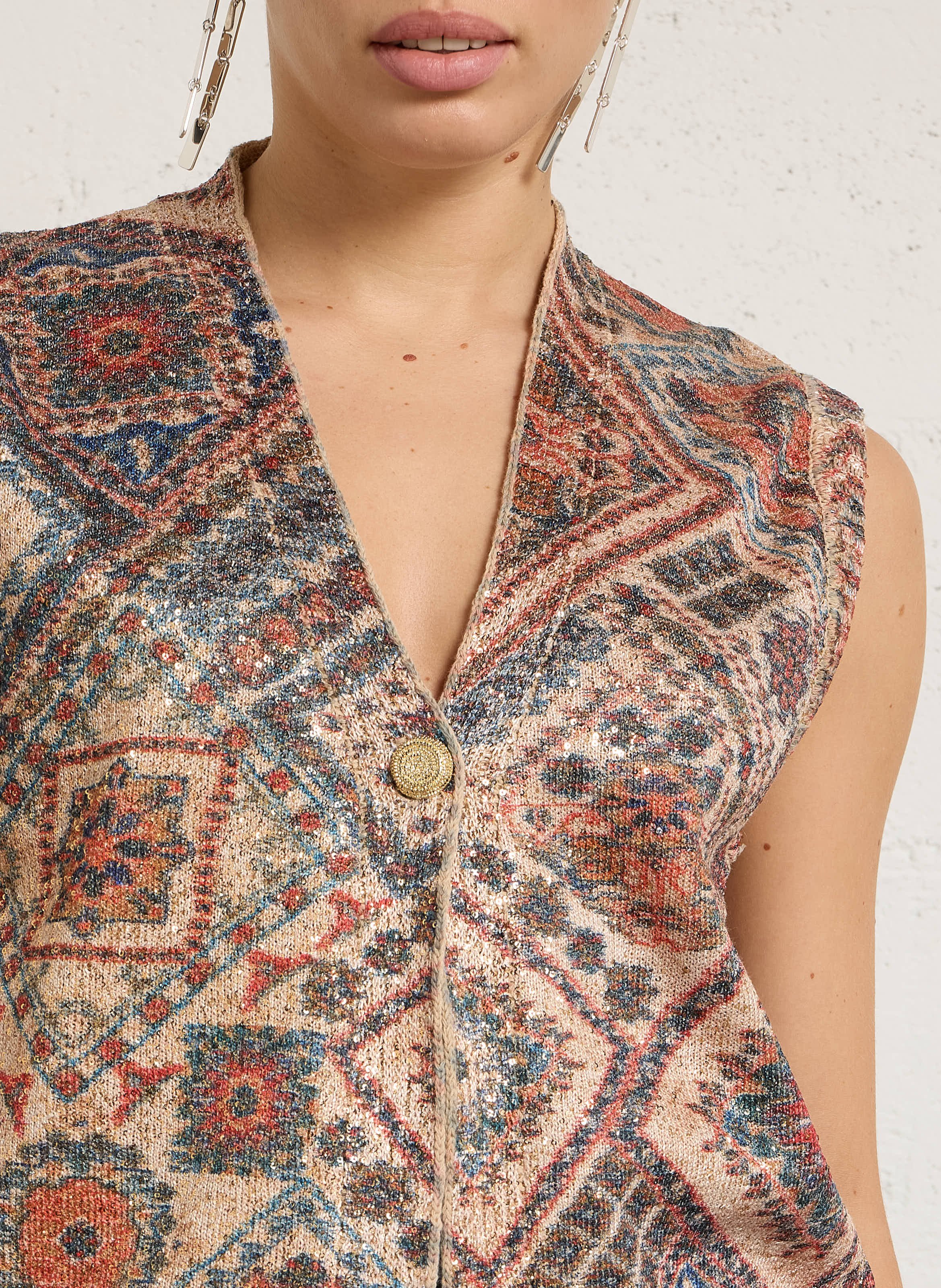 Gilet oversize en maille imprimée MOMONI Rose