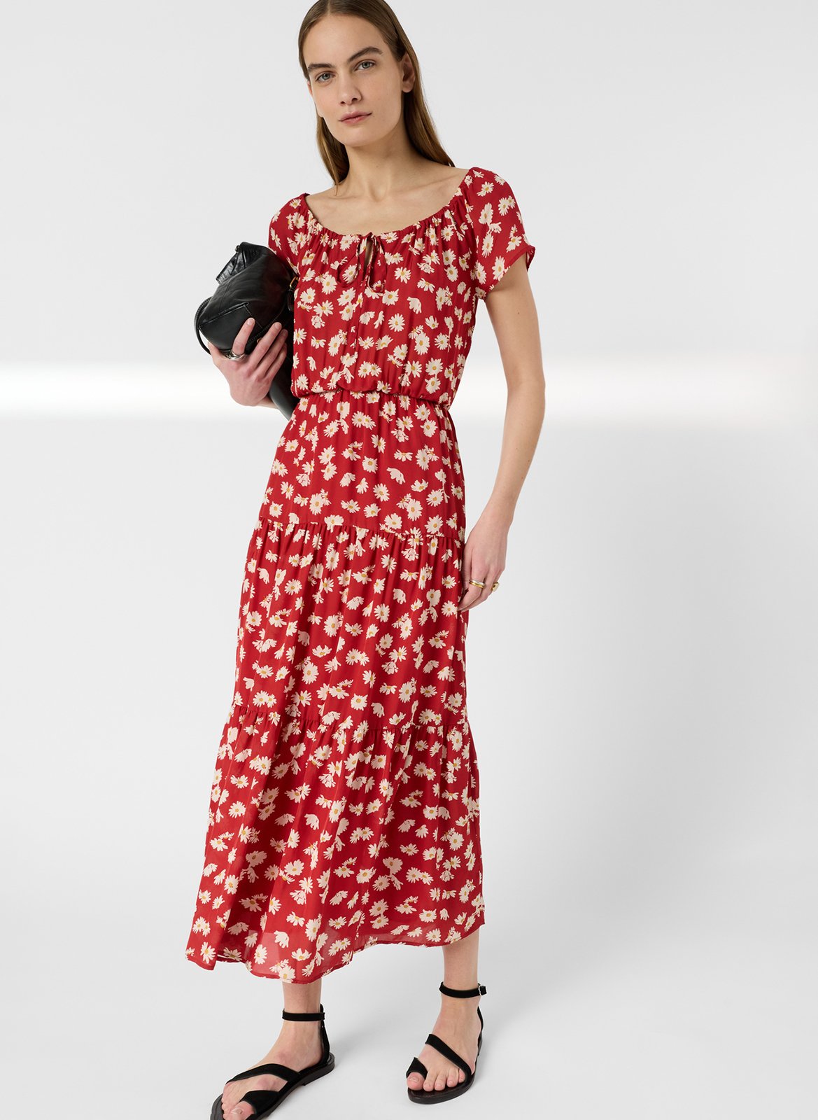 Robe longue ample col rond imprimé GERARD DAREL Rouge