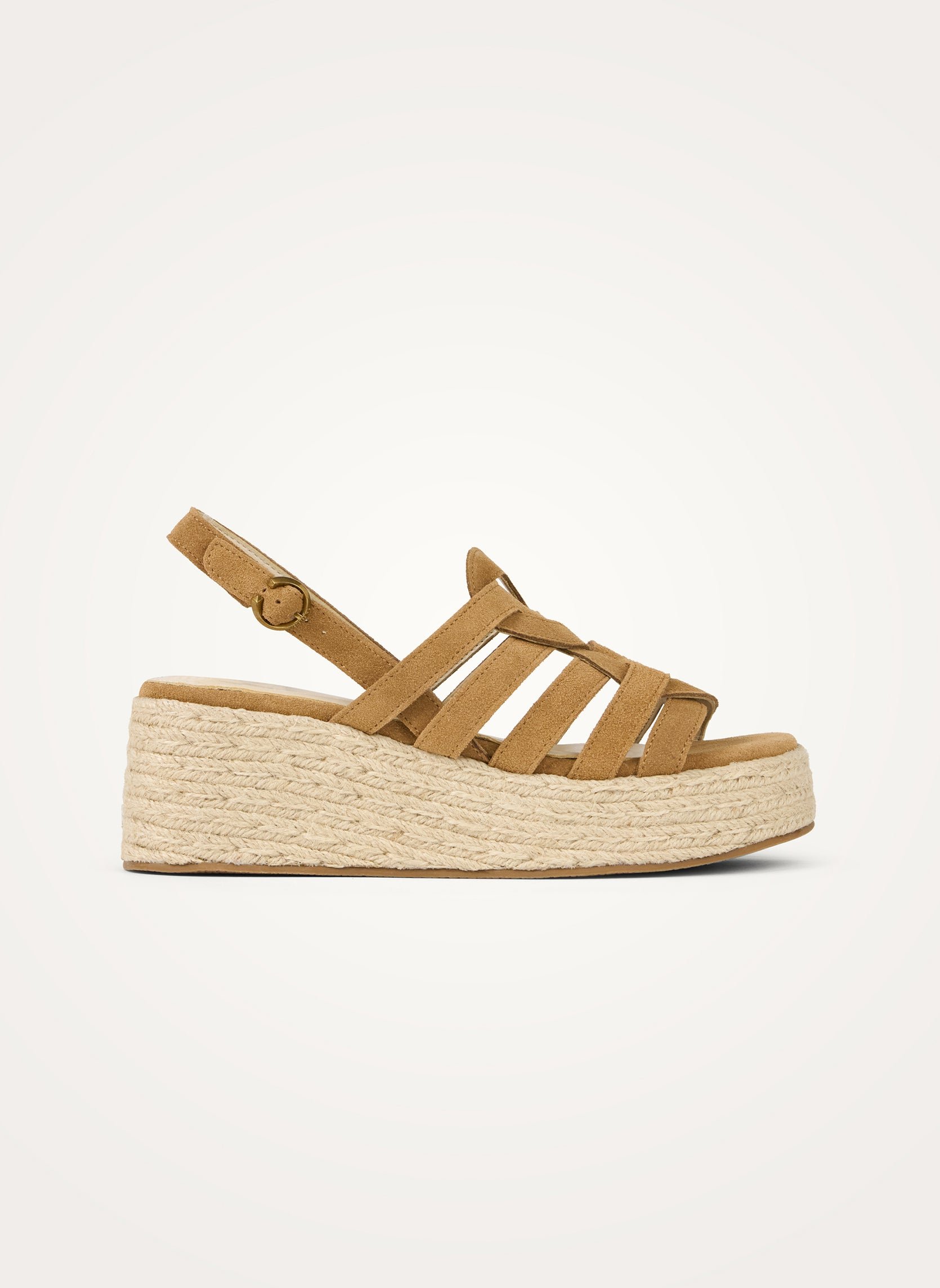 Suede multi-strap platform sandals with buckle VANESSA WU Brown