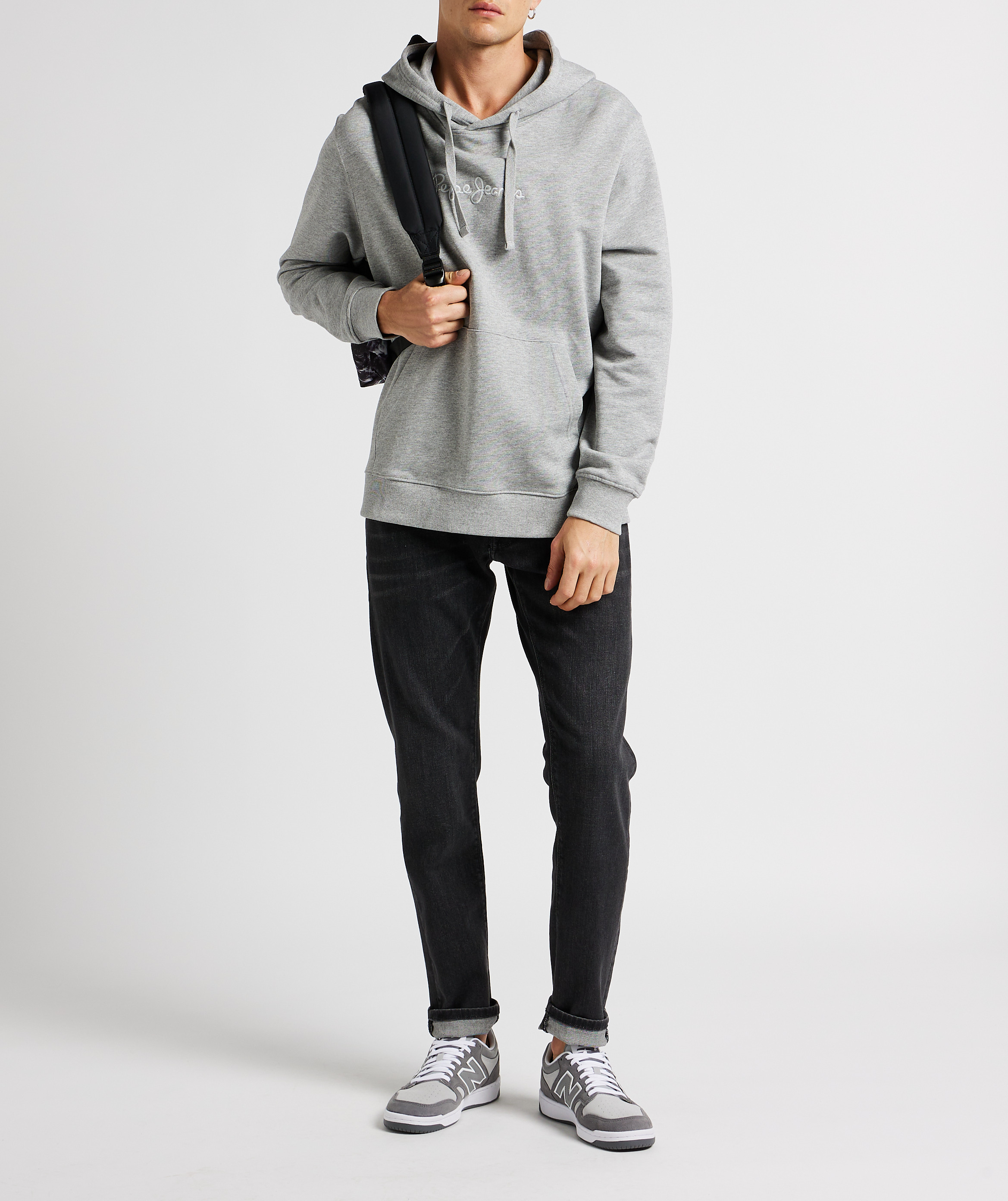 Oversized cotton chiné hoodie PEPE JEANS Grey