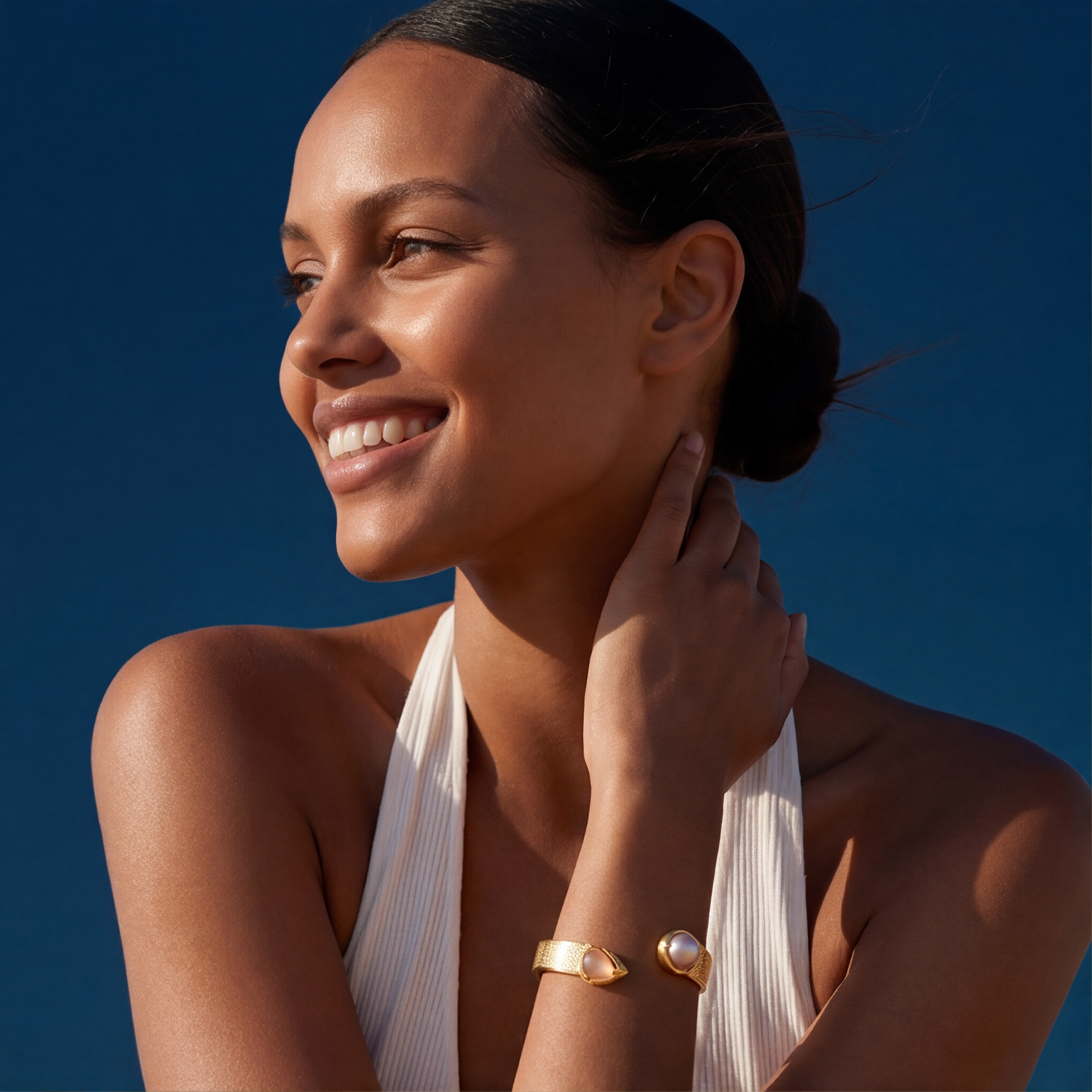 Open bangle bracelet in gold-plated fine gold SATELLITE PARIS Multicolored
