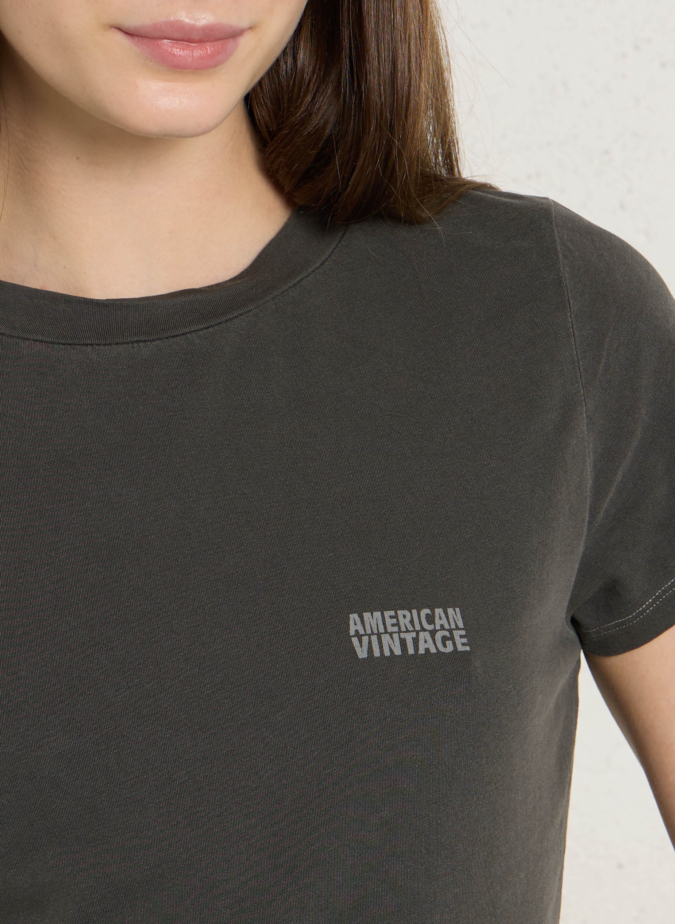 Fitted cotton blend t-shirt AMERICAN VINTAGE Black
