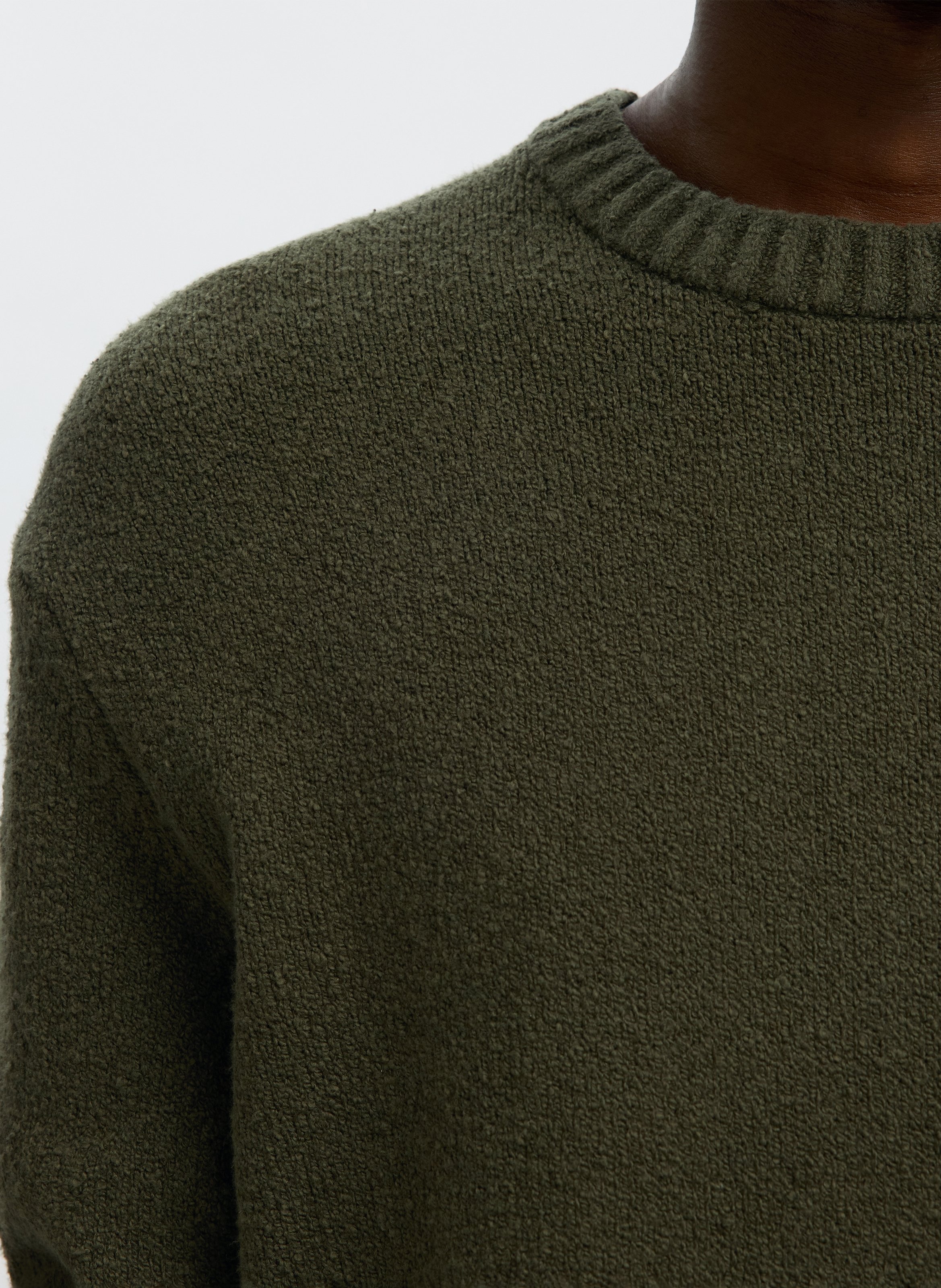 Pull droit en coton bio mélangé SELECTED Vert