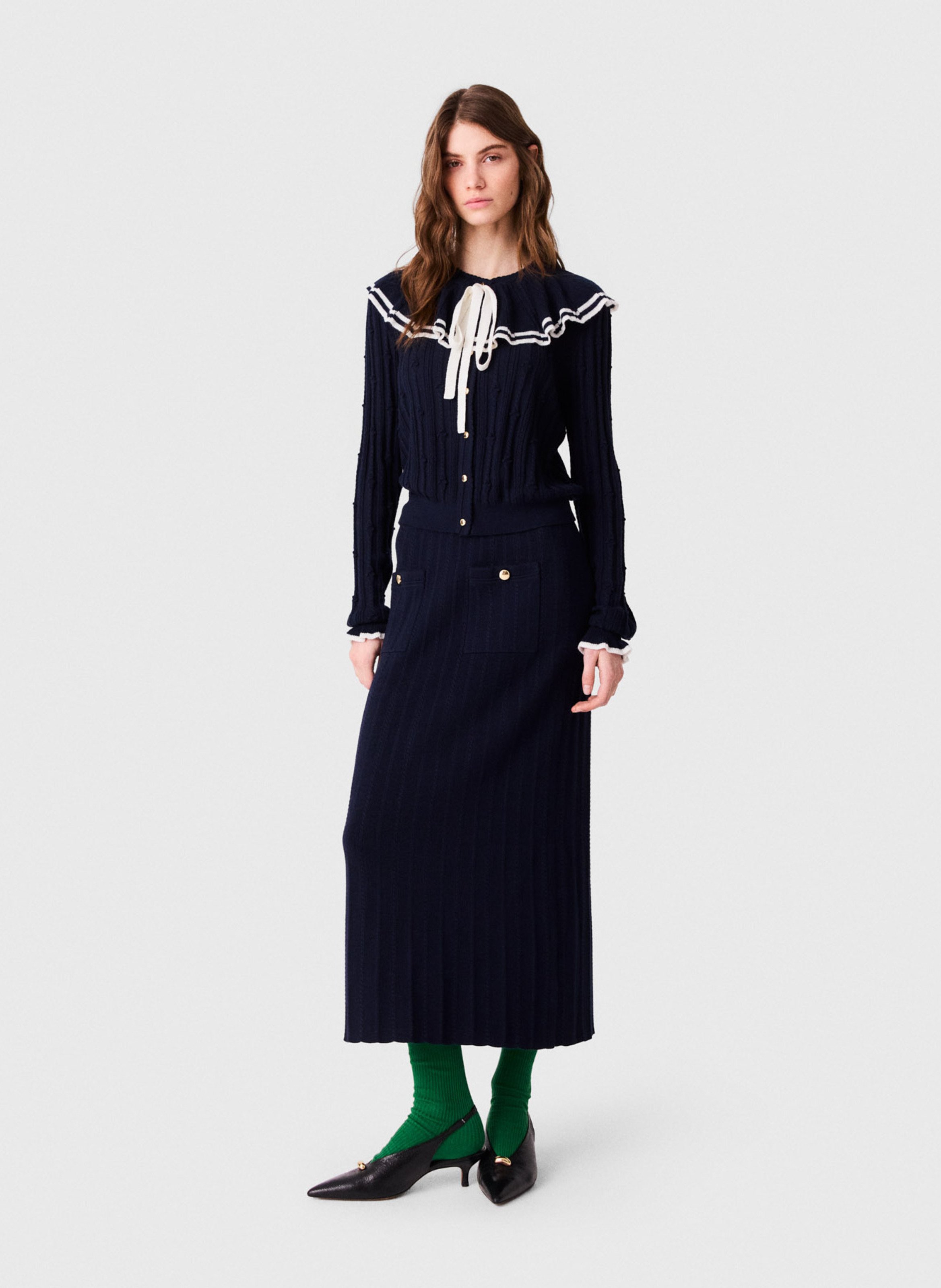 Rechte geribbelde cardigan MAJE Blauw