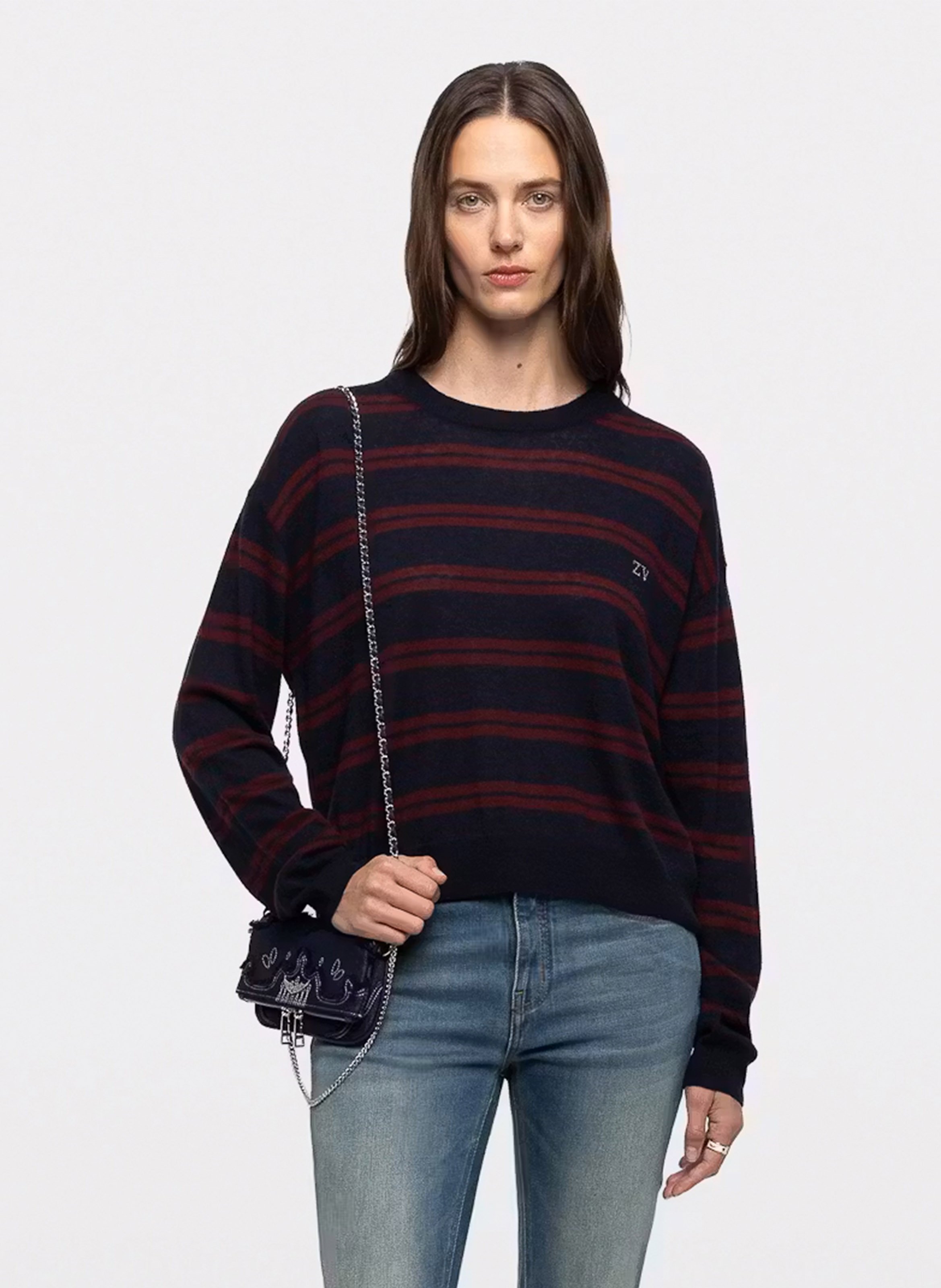 Straight cashmere sweater with round neck ZADIG&VOLTAIRE Blue
