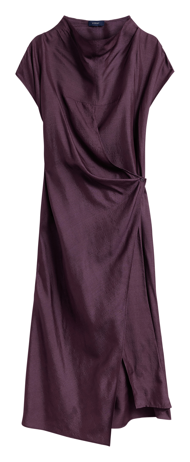 Midi silk high-neck dress SOEUR Purple