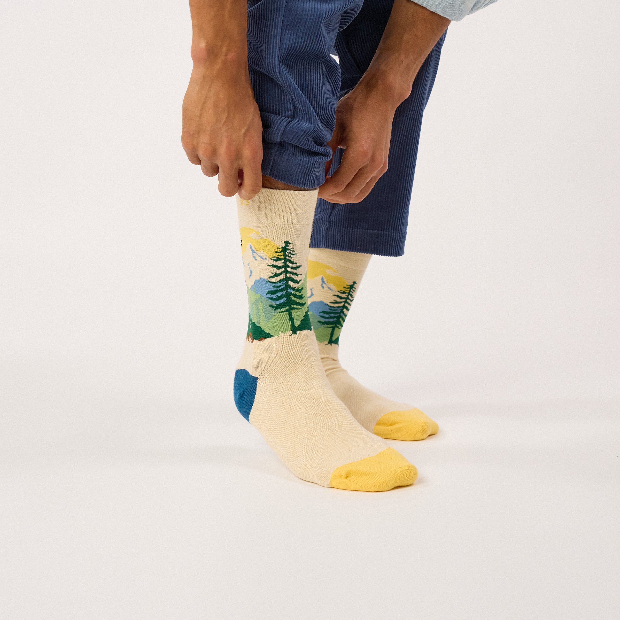 Combed Cotton Socks with Patterns BILLYBELT Beige